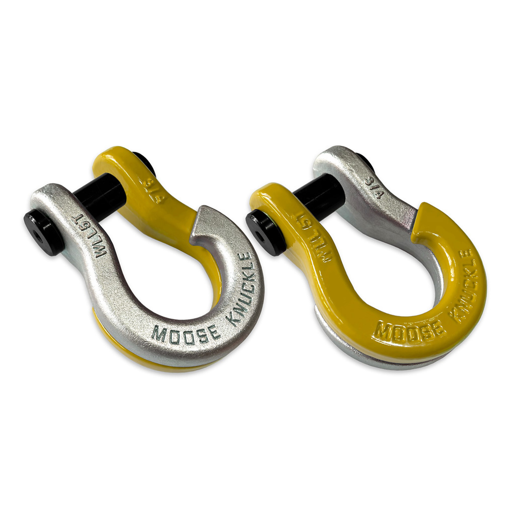 Moose Knuckle Offroad, 3/4 Jowl Split Shackle Nice Gal / Detonator Yellow, Working Load Limit 10000 lb, Model FN000020-151