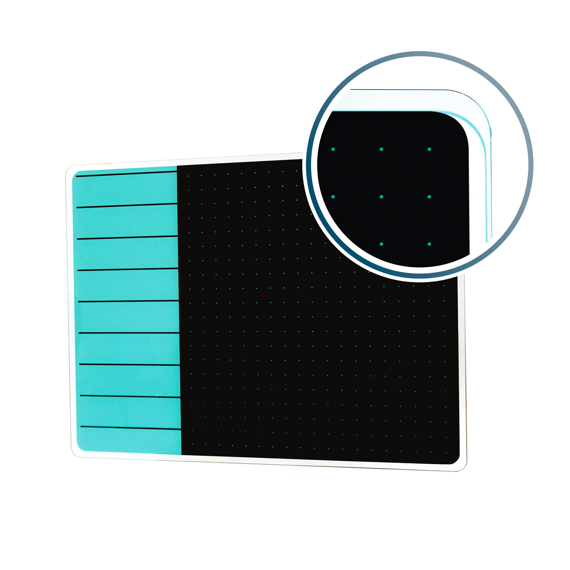 FLOORTEX Viztex , Glacier Teal Black Glass Dry Erase Board 17x23 Color Finish Multi, Model FCVGM1723TP