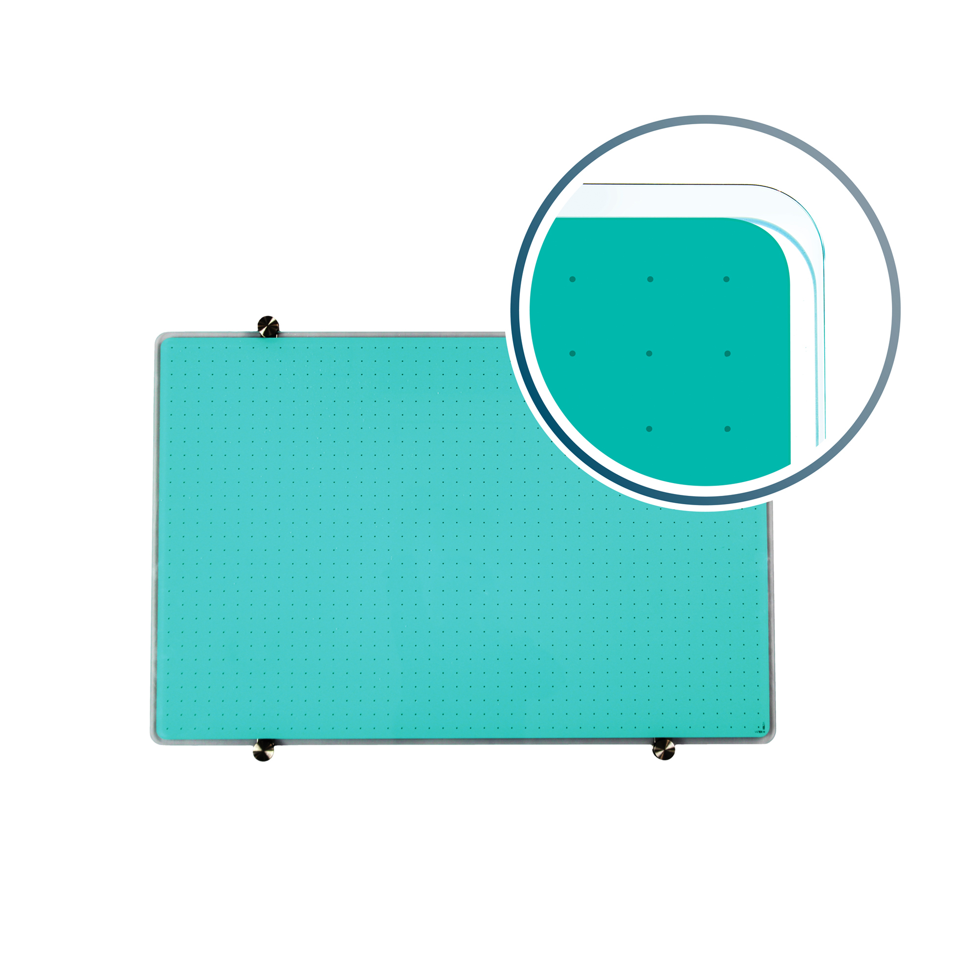 FLOORTEX Viztex , Glacier Teal Grid Glass Dry Erase Board 30Inch x 40Inch, Color Finish Teal, Model FCVGM3040TG