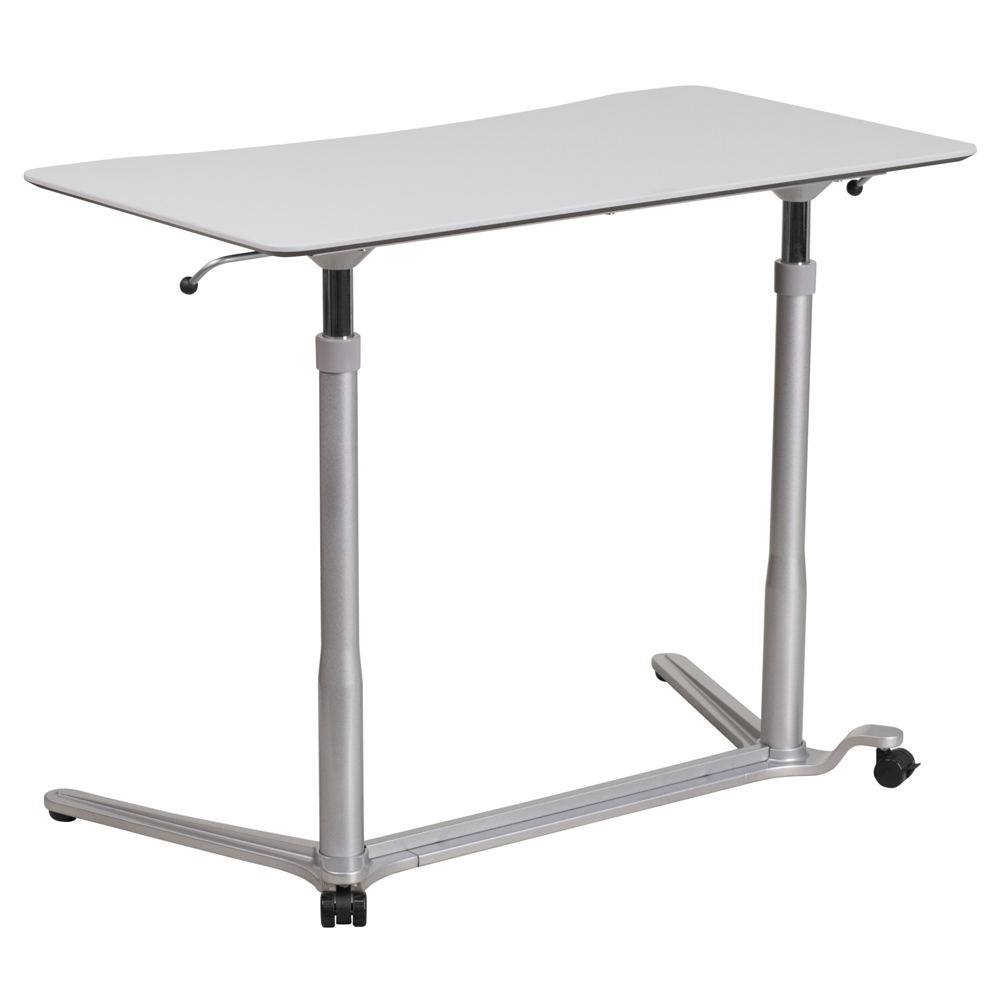 Flash Furniture, Sit/Stand Lt Gray Computer Desk with 37.375Inch W Top, Width 37.375 in, Height 40.75 in, Depth 20.5 in, Model NANIP61