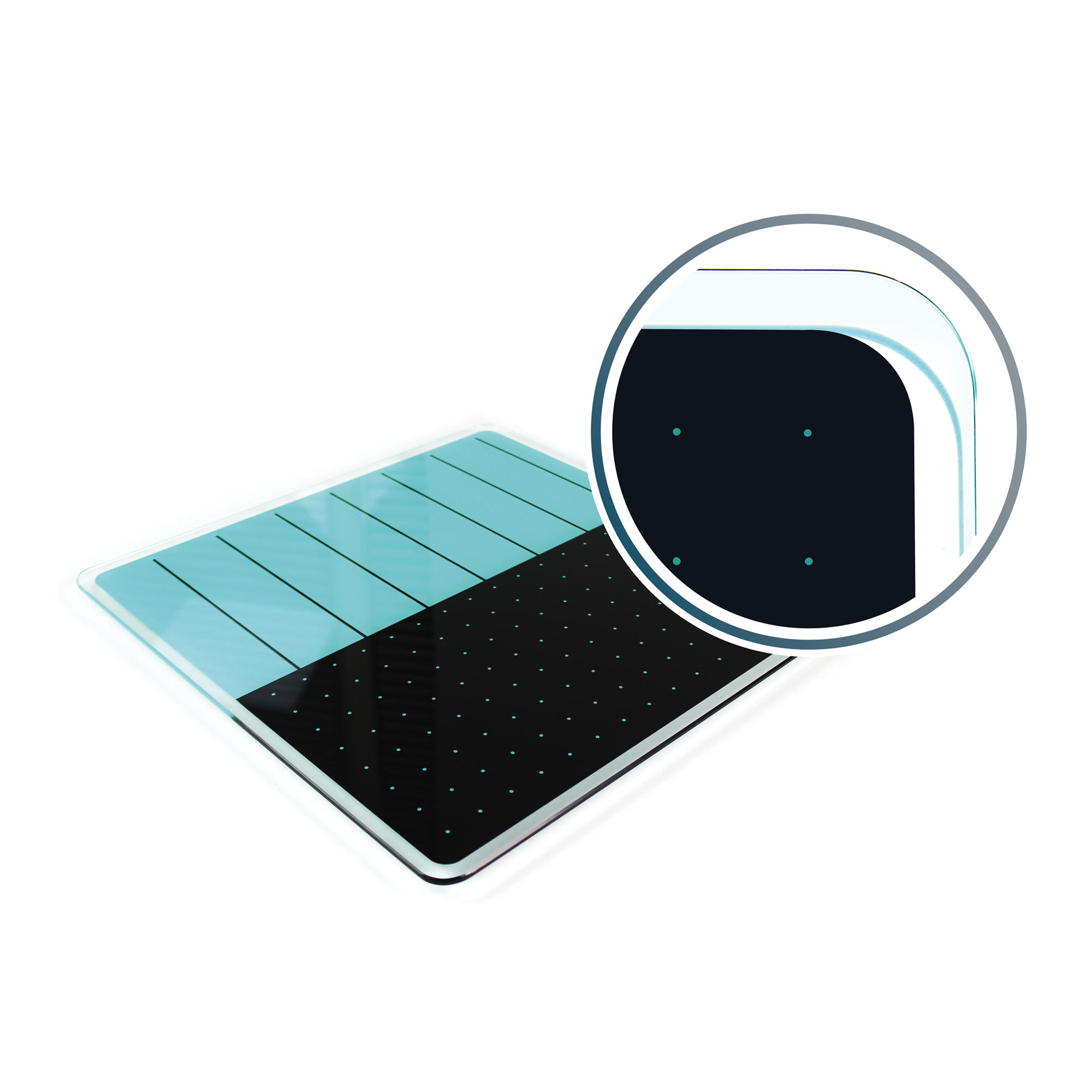 FLOORTEX Viztex , Glacier Teal Black Glass Dry Erase Board 14x14 Color Finish Multi, Model FCVGM1414TP