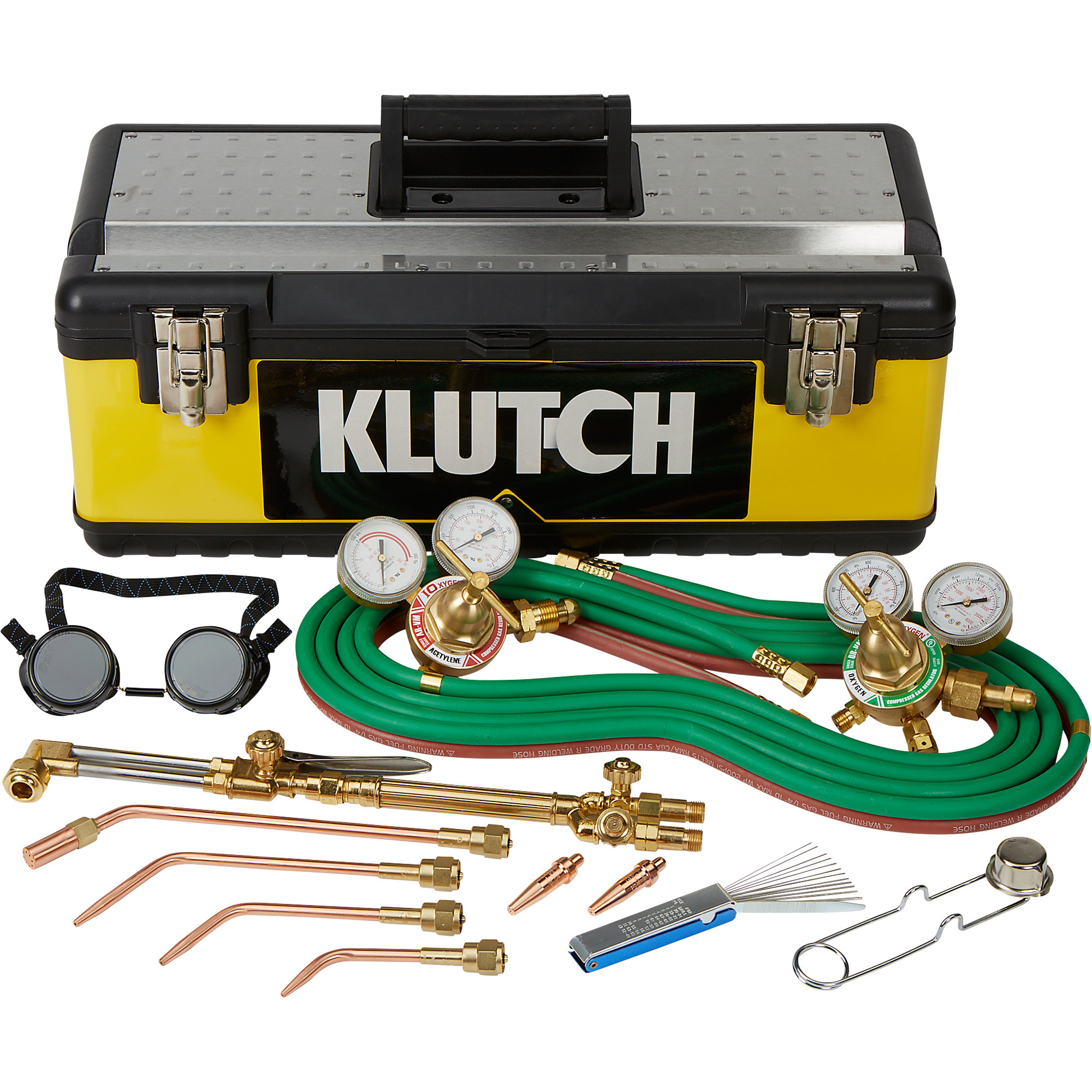 Klutch Medium-Duty Cutting and Welding Outfit with Toolbox â Oxyacetylene Victor-Style, 11-Piece Set