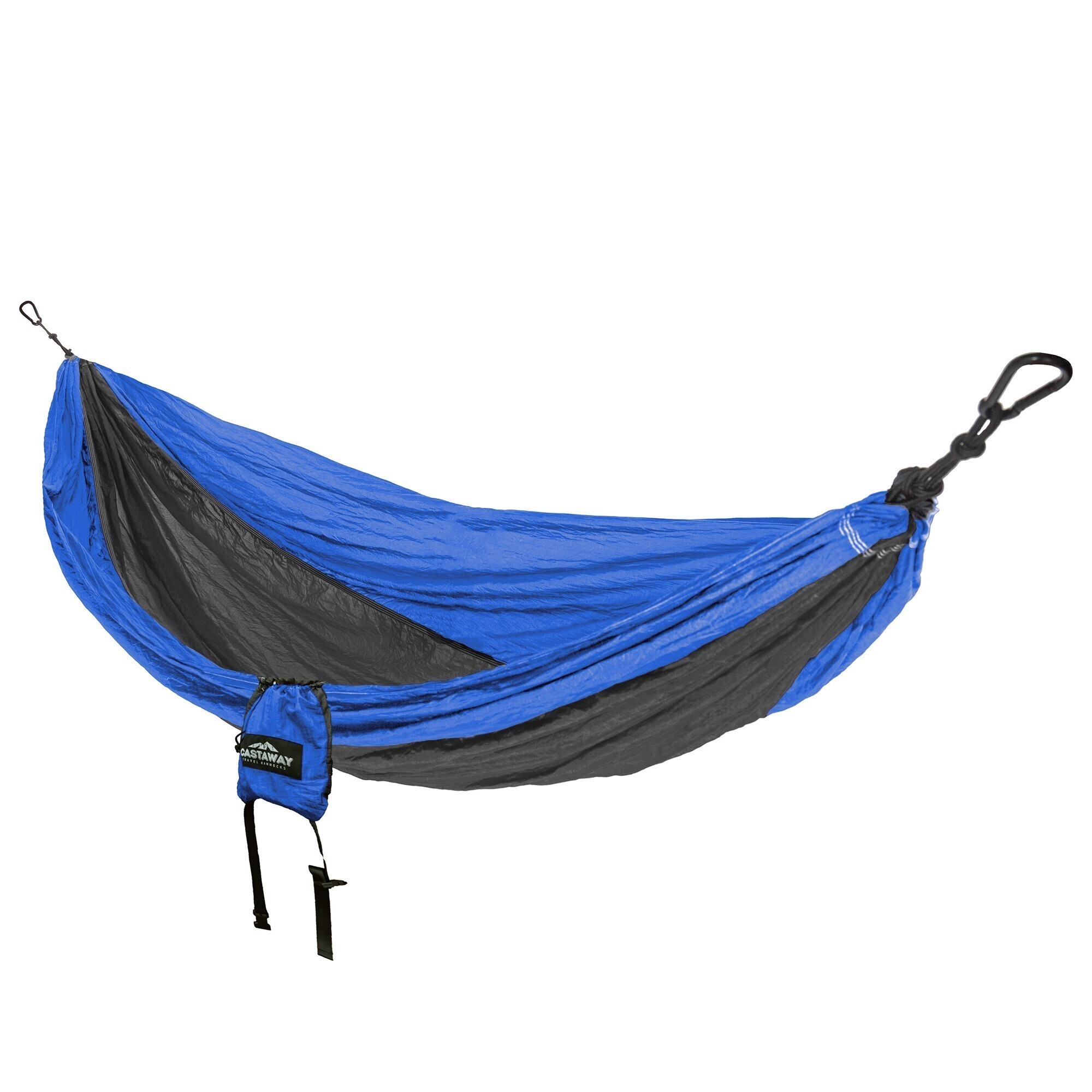 Castaway Living, DOUBLE TRAVEL HAMMOCK -BLUT / CHARCOAL, Color Blue, Capacity 400 lb, Material Nylon, Model PA-9000