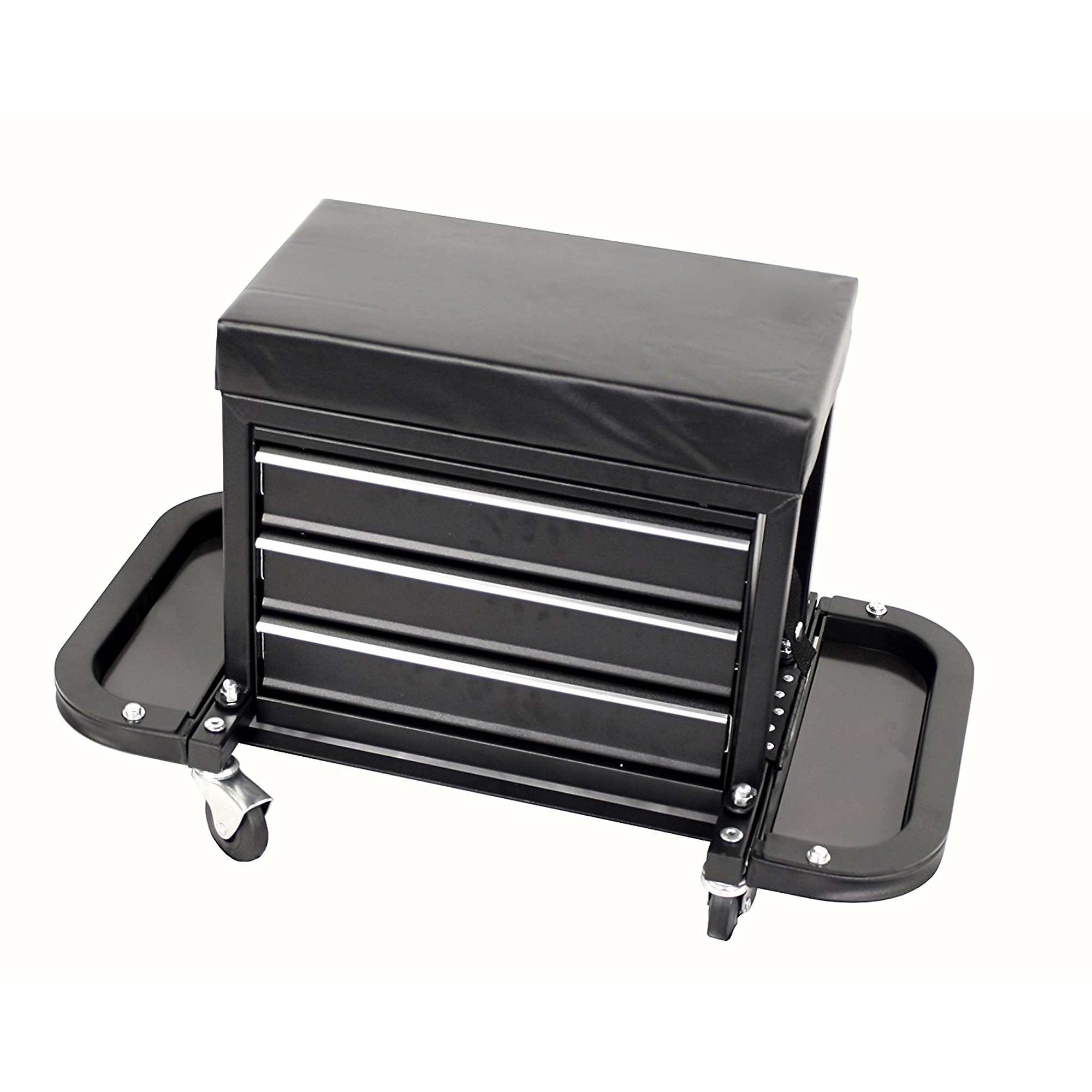 Avitec, Rolling Tool Chest with 3 Drawers and Side Trays, Width 26.75 in, Height 14.25 in, Color Black, Model BAC-110101