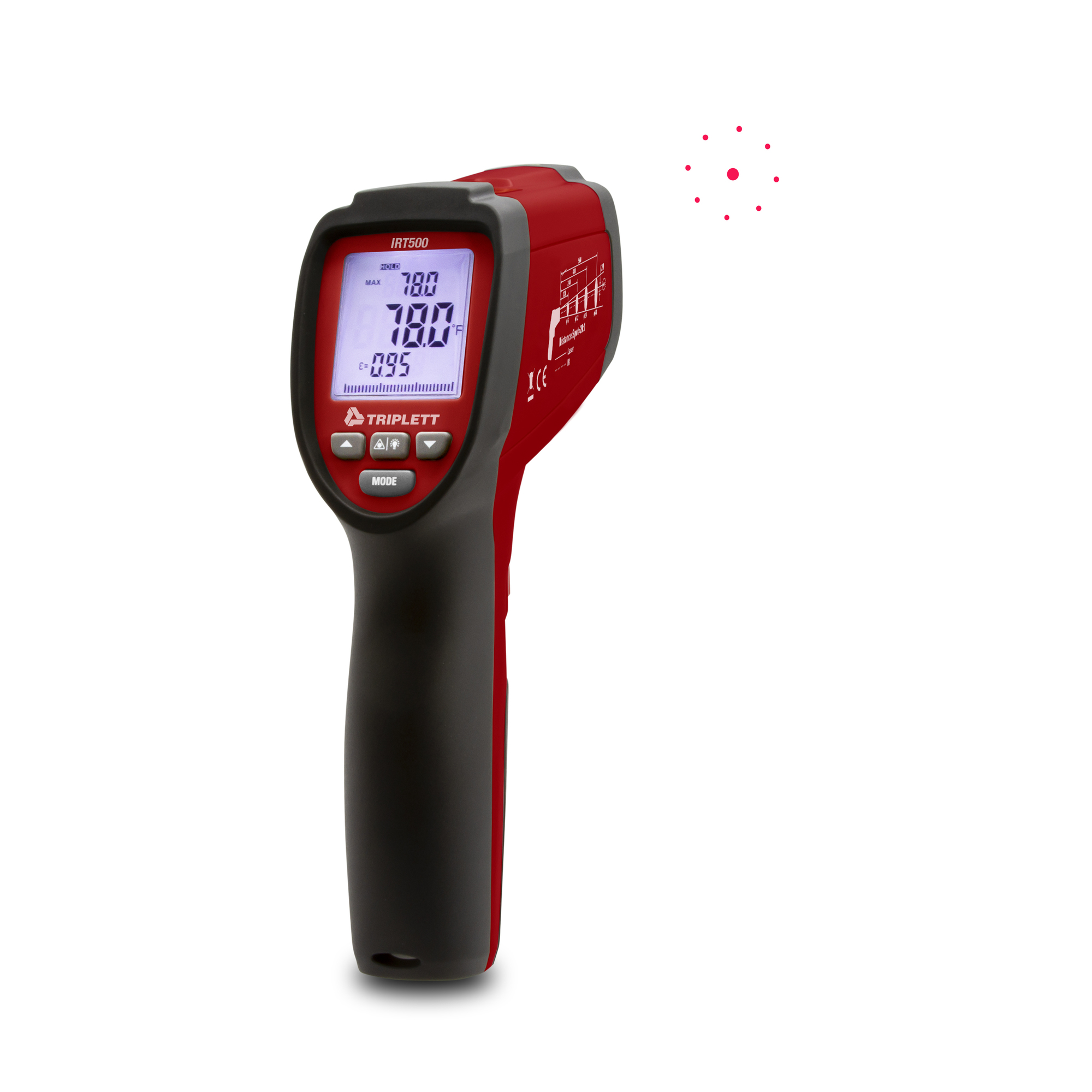 Triplett, 20:1 IR Thermometer w/Circular Laser and Alarm, Model IRT500