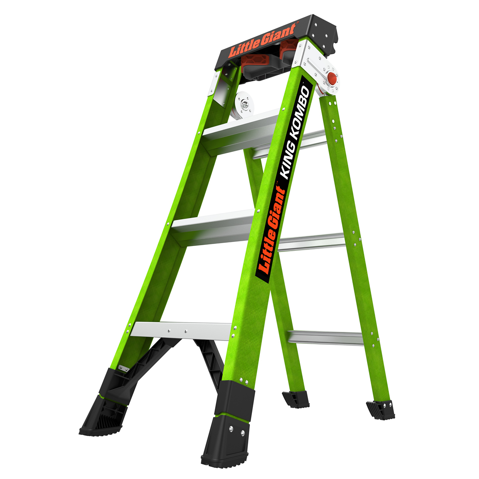 KING KOMBO Profes 4ft. 375lb Fiberglass Combo Ladder, Height 4 ft, Capacity 375 lb, Material Fiberglass, Model - Little Giant Ladder 13470-001