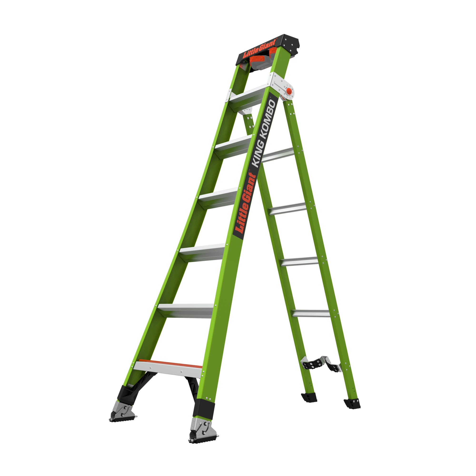 Little Giant Ladder, KING KOMBO Techi 7ft. 375lb Fiberglass Combo Ladder, Height 7 ft, Capacity 375 lb, Material Fiberglass, Model 13712-074