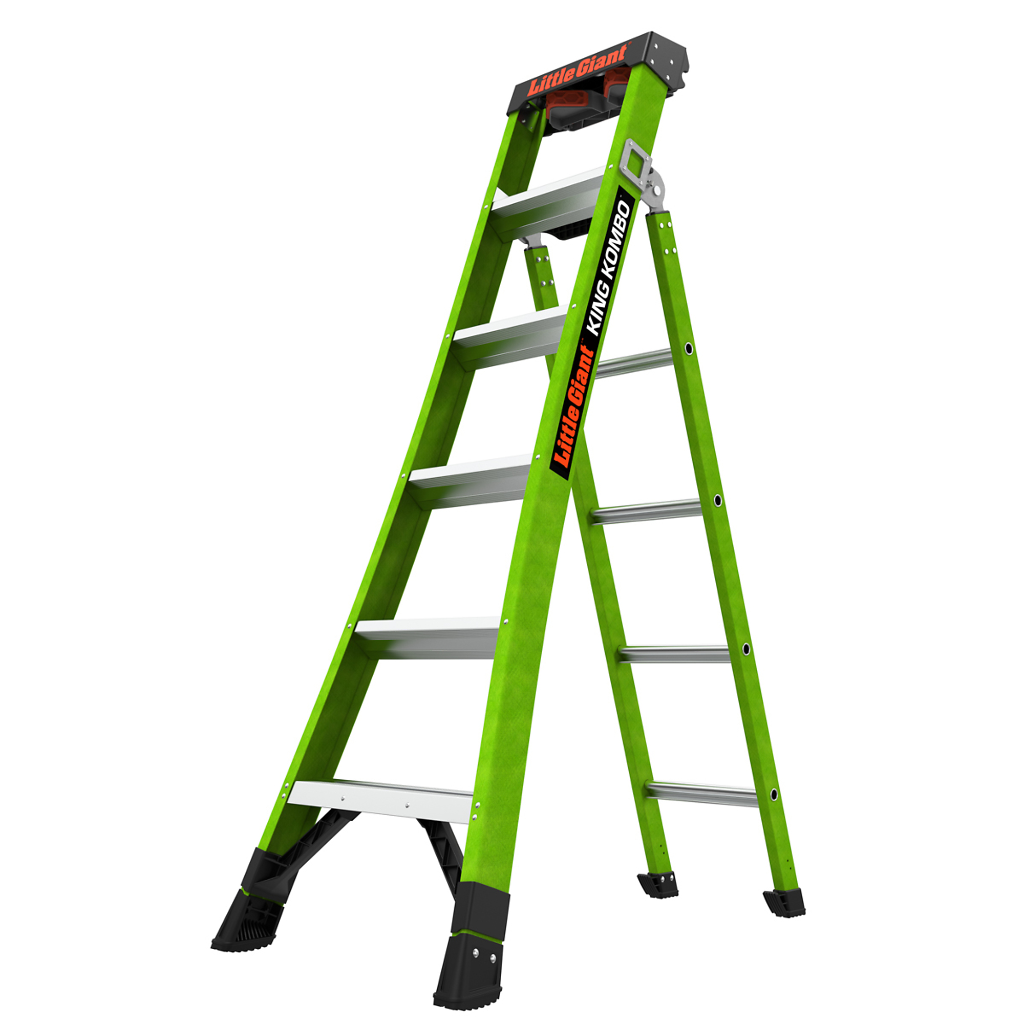 KING KOMBO Profes 6ft. 375lb Fiberglass Combo Ladder, Height 6 ft, Capacity 375 lb, Material Fiberglass, Model - Little Giant Ladder 13906-001