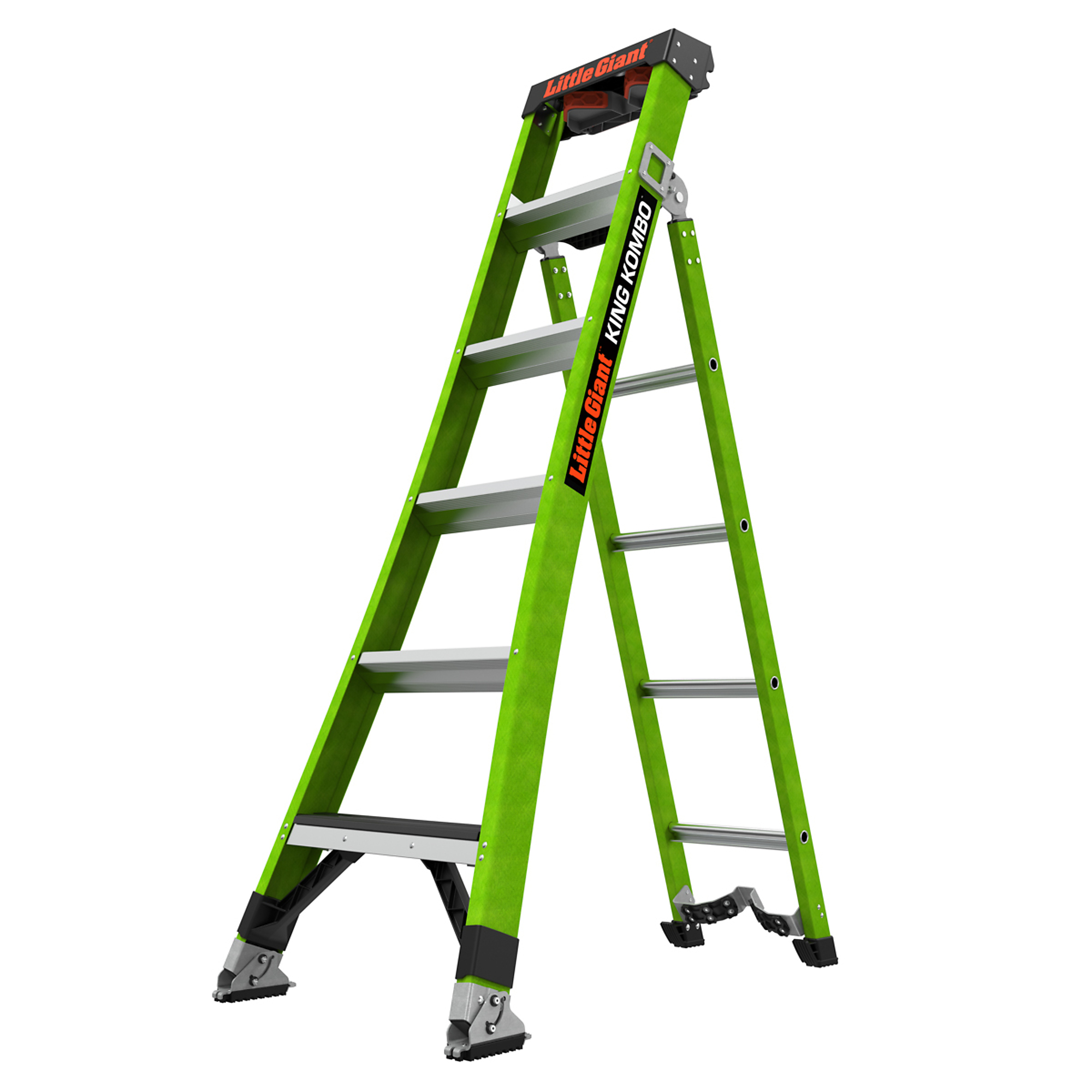 Little Giant Ladder, KING KOMBO Techni 6ft. 375lb Fiberglass Combo Ladder, Height 6 ft, Capacity 375 lb, Material Fiberglass, Model 13906-074