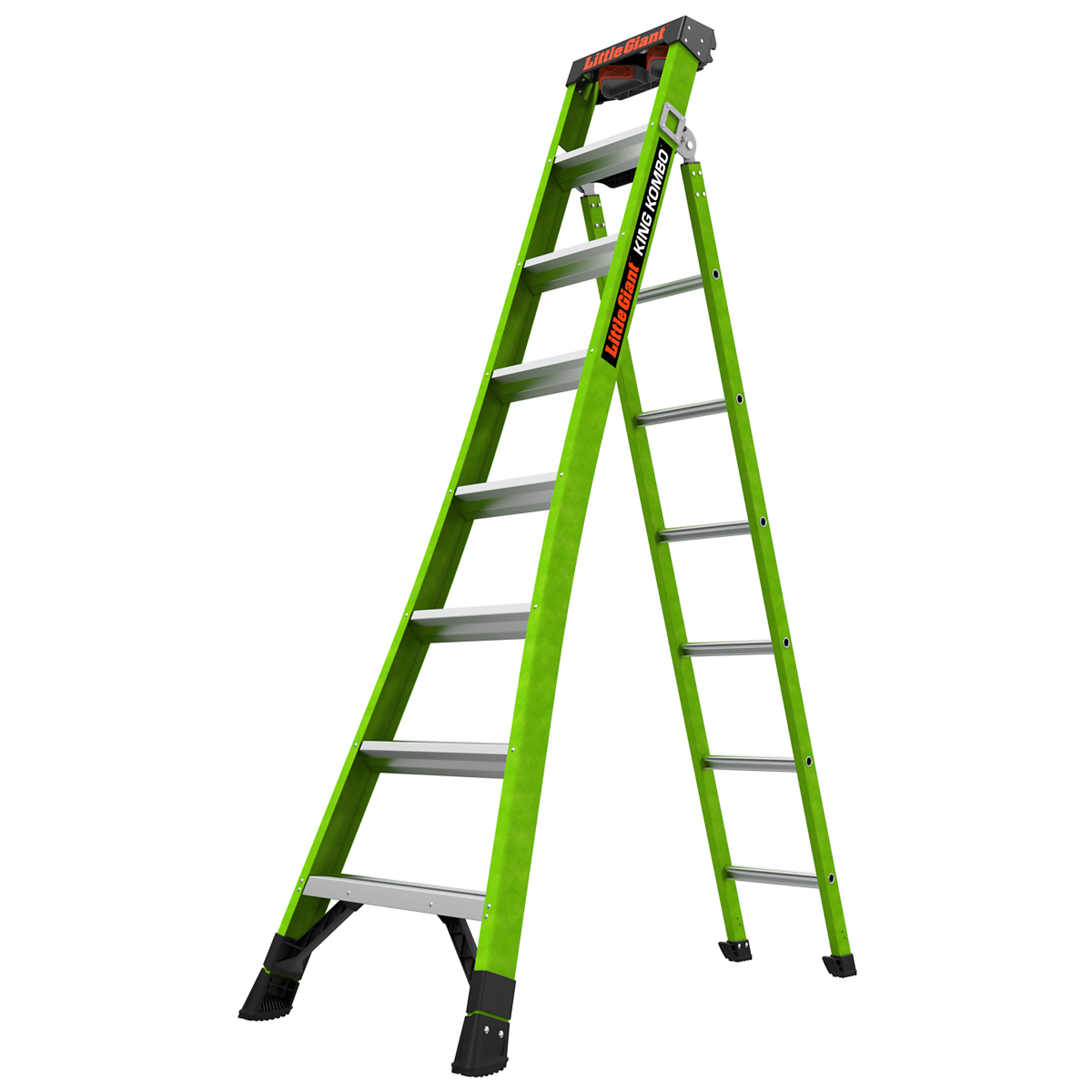 KING KOMBO Profes 8ft. 375lb Fiberglass Combo Ladder, Height 8 ft, Capacity 375 lb, Material Fiberglass, Model - Little Giant Ladder 13908-001