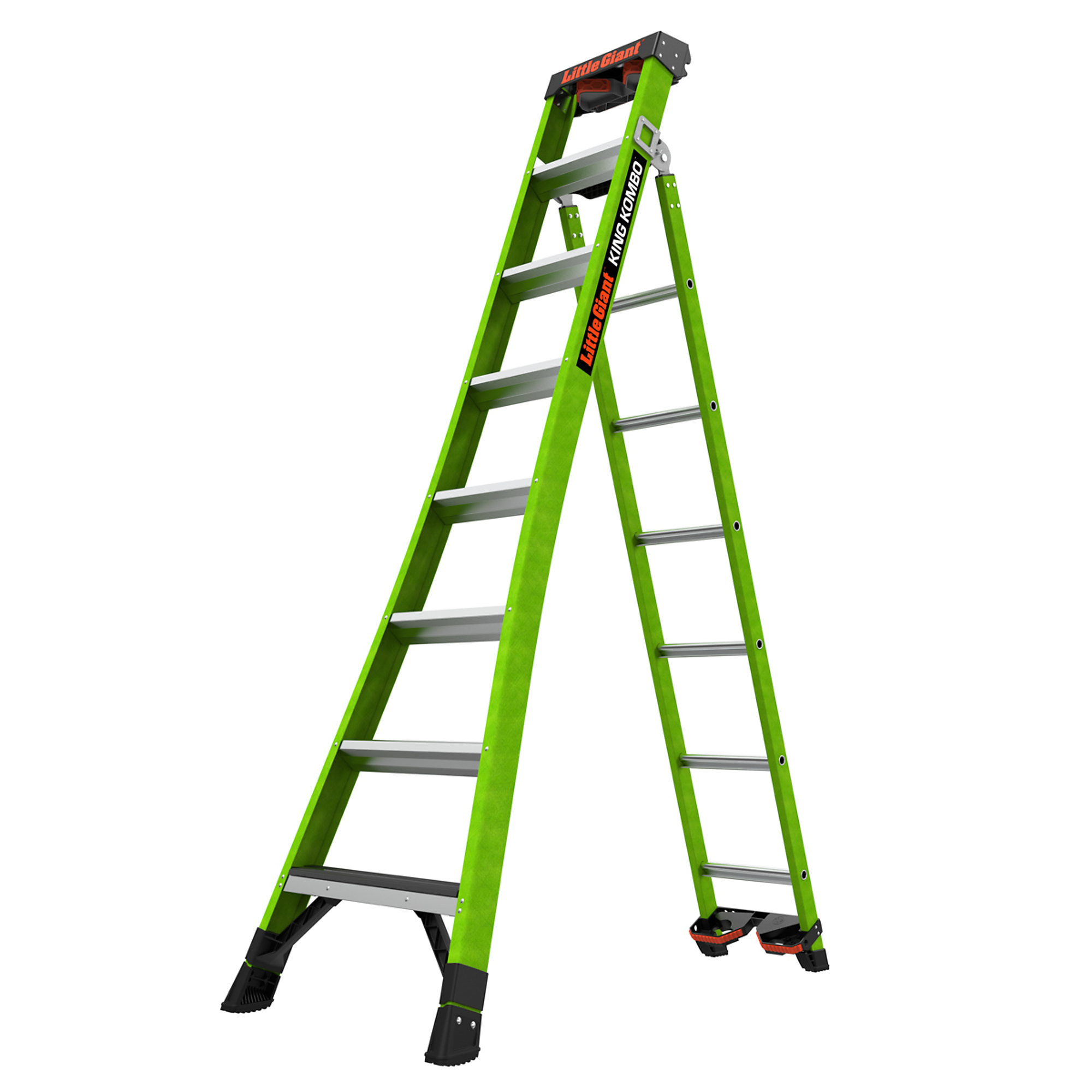 Little Giant Ladder, KING KOMBO Indust 8ft. 375lb Fiberglass Combo Ladder, Height 8 ft, Capacity 375 lb, Material Fiberglass, Model 13908-071