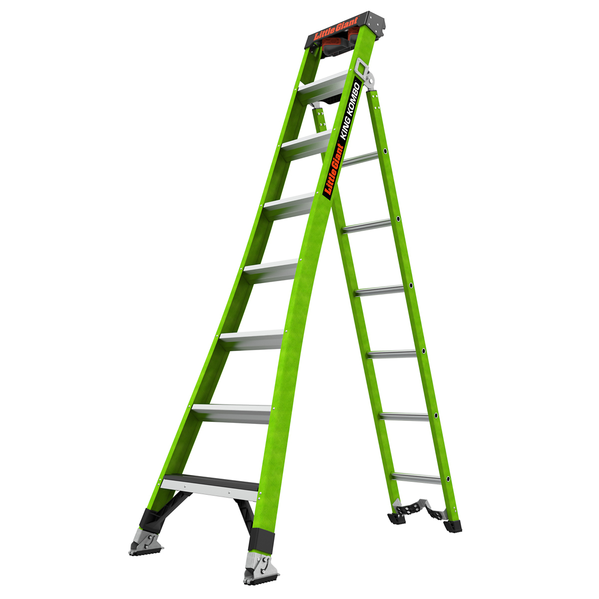 Little Giant Ladder, KING KOMBO Techni 8ft. 375lb Fiberglass Combo Ladder, Height 8 ft, Capacity 375 lb, Material Fiberglass, Model 13908-074