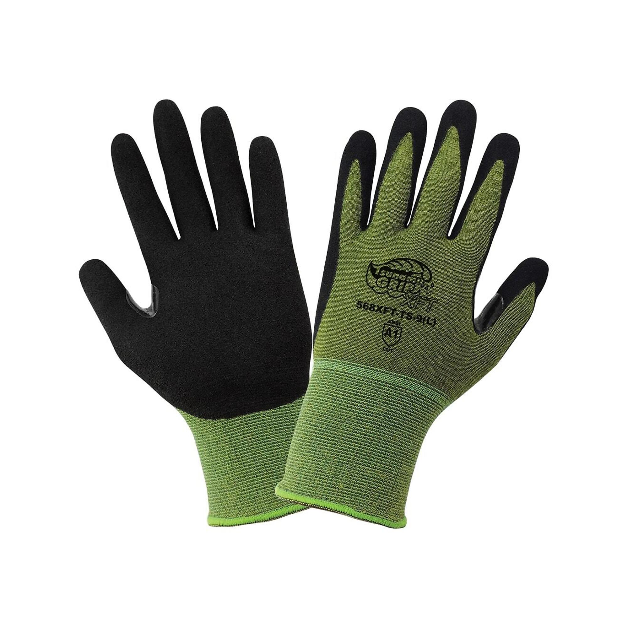 Global Glove Tsunami Grip , Green Bamboo, Black Nitrile, Cut Resist A1 Gloves - 12 Pairs, Size XS, Color Green/Black, Included (qty.) 12 Model 568XFT-