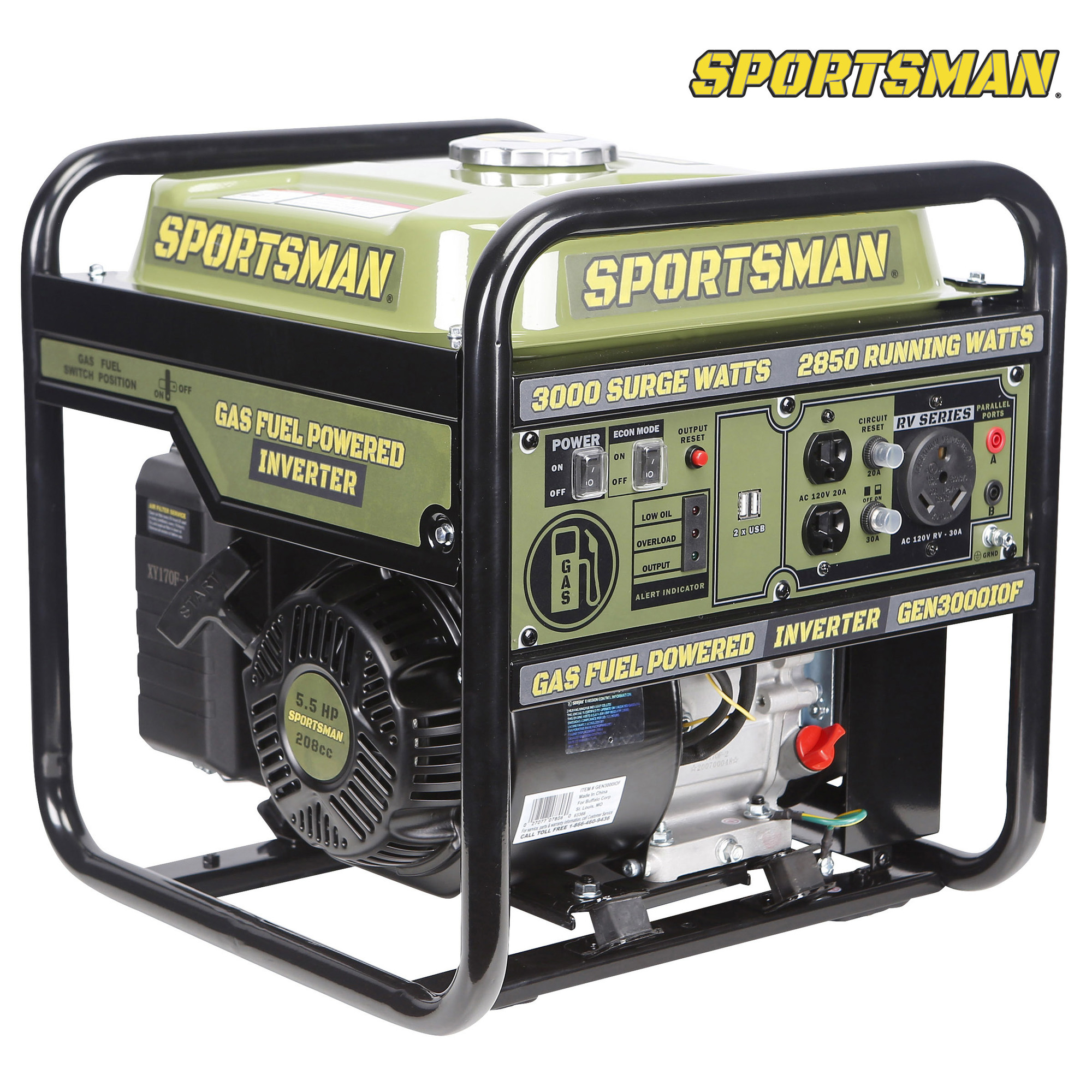 Sportsman, Open Frame Portable Gasoline Inverter Generator, Voltage 120 Model GEN3000IOF