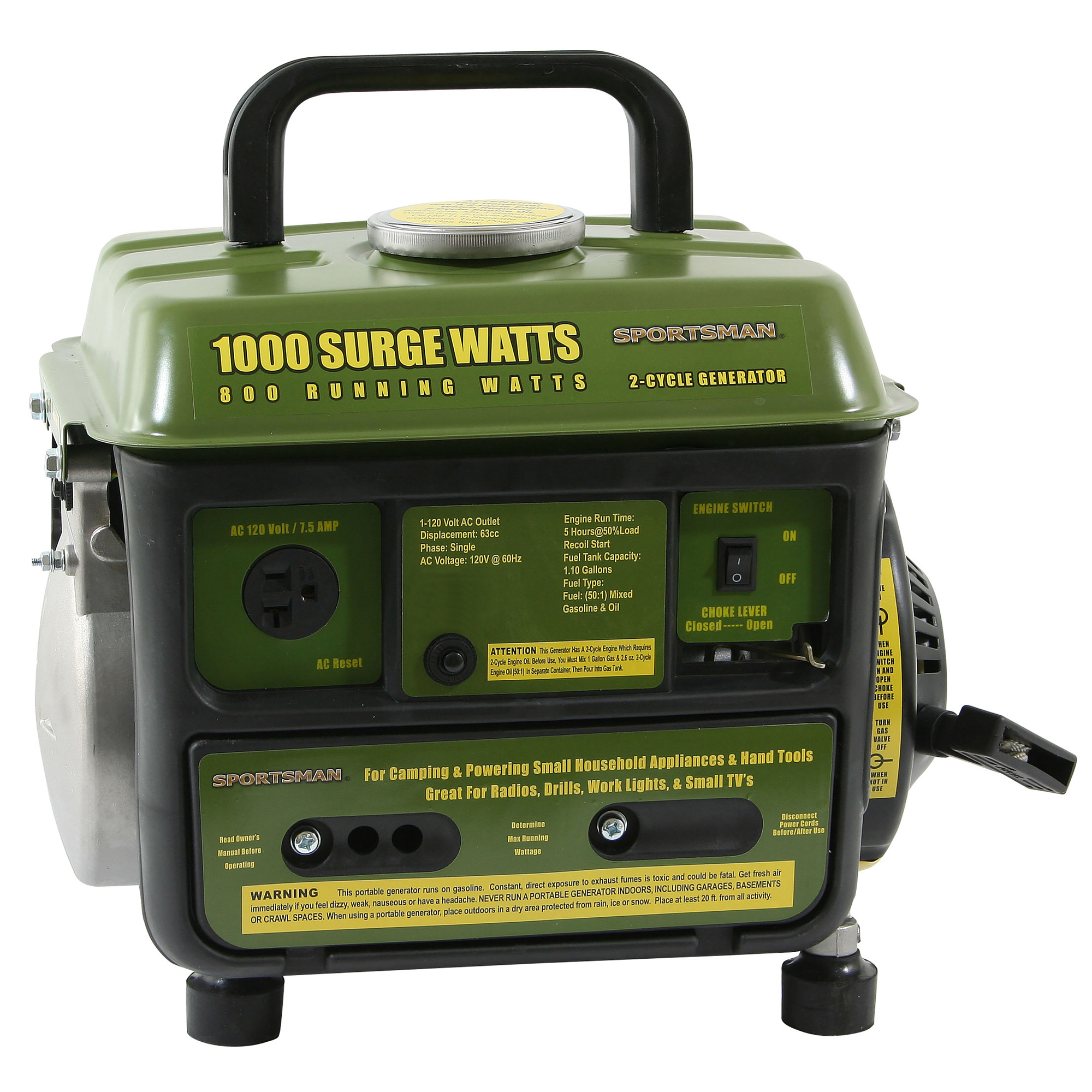 1000 Surge Watts Gasoline Portable Generator, Voltage 120 Model - Sportsman GEN1000