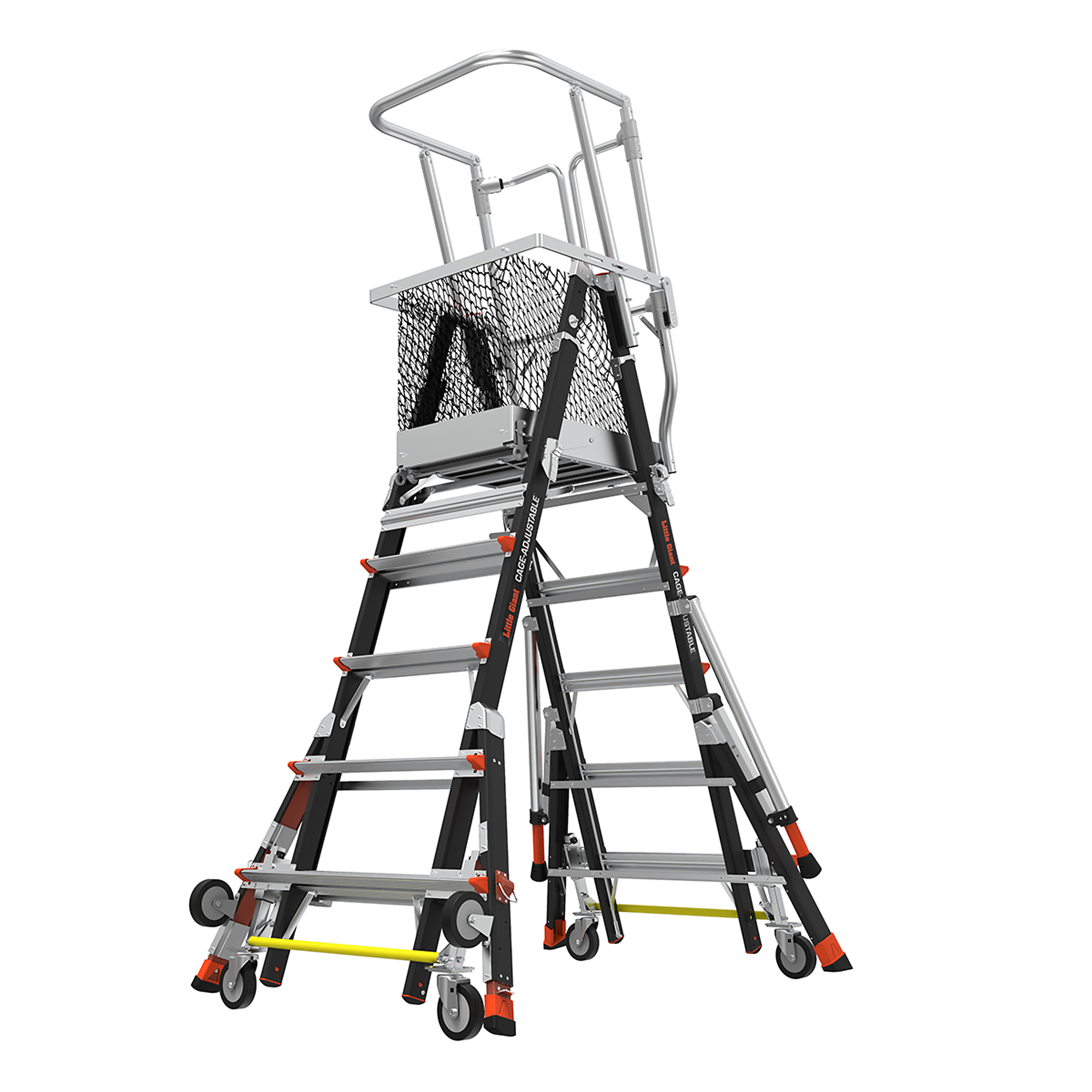 Little Giant Ladder, CAGE 5ft.-9ft. 375lb Adjustable Enc. Elevated Platform, Height 9 ft, Capacity 375 lb, Material Fiberglass, Model 18509-817