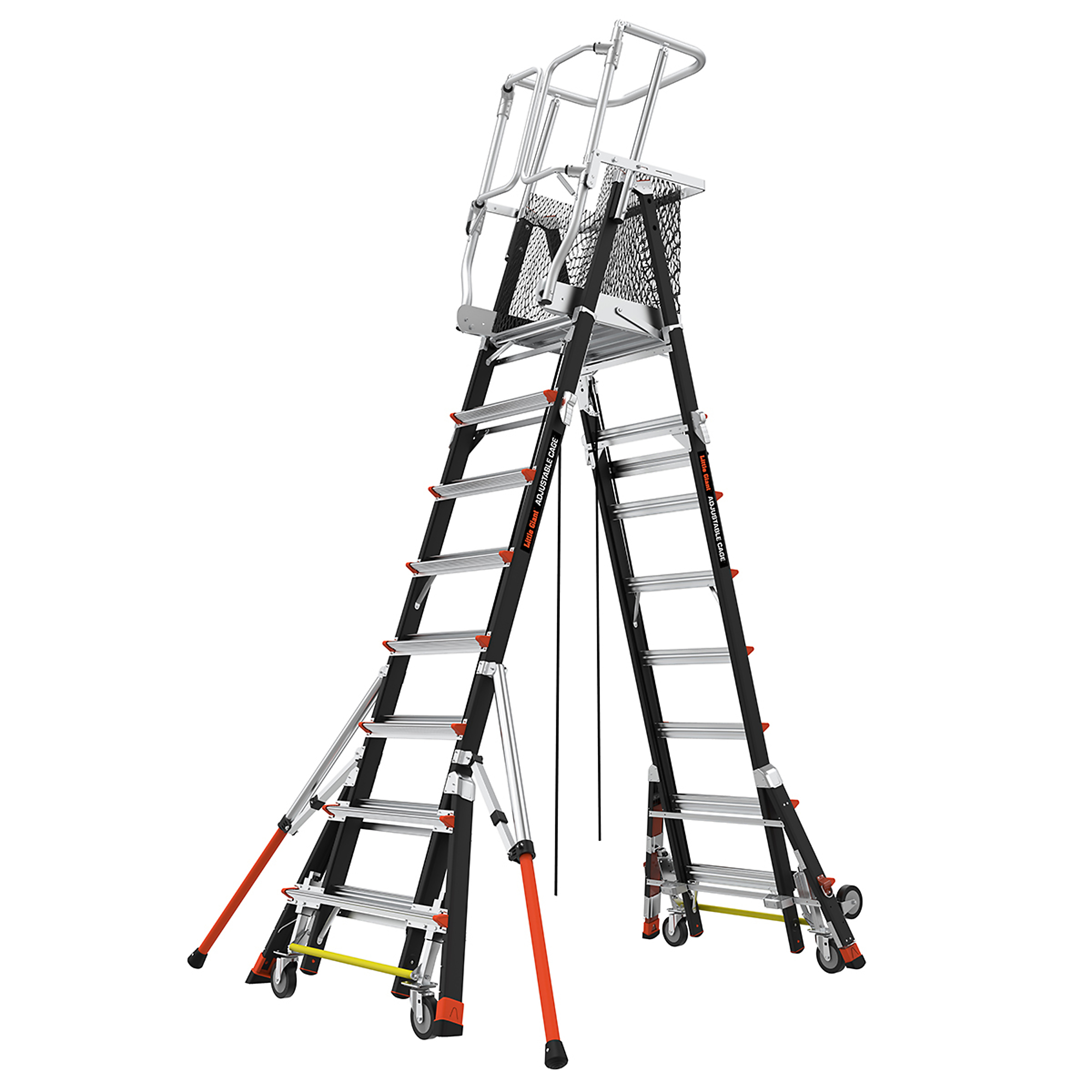 Little Giant Ladder, CAGE 8ft.-14ft. 375lb Adjustable Enc Elevated Platform, Height 14 ft, Capacity 375 lb, Material Fiberglass, Model 18515-817