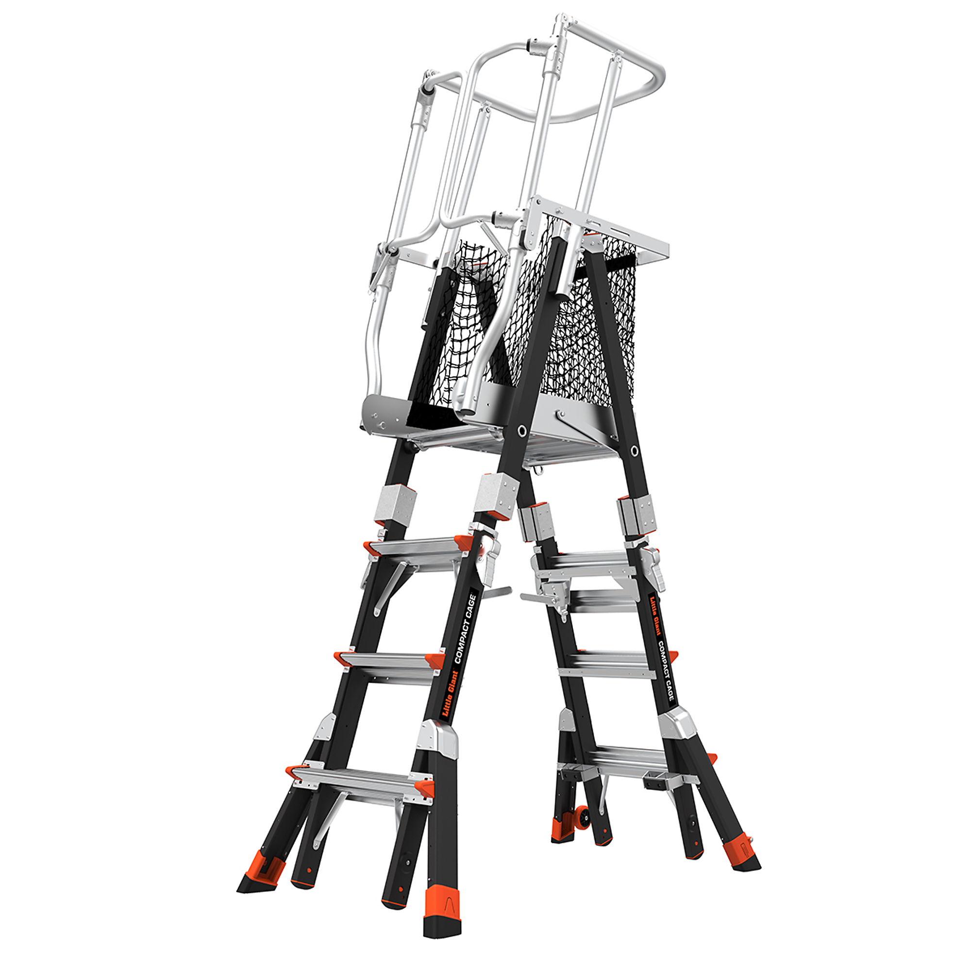 Little Giant Ladder, COMPACT CAGE 4ft.-6ft. Adjustable Enc Elev Platform, Height 6 ft, Capacity 375 lb, Material Fiberglass, Model 19504