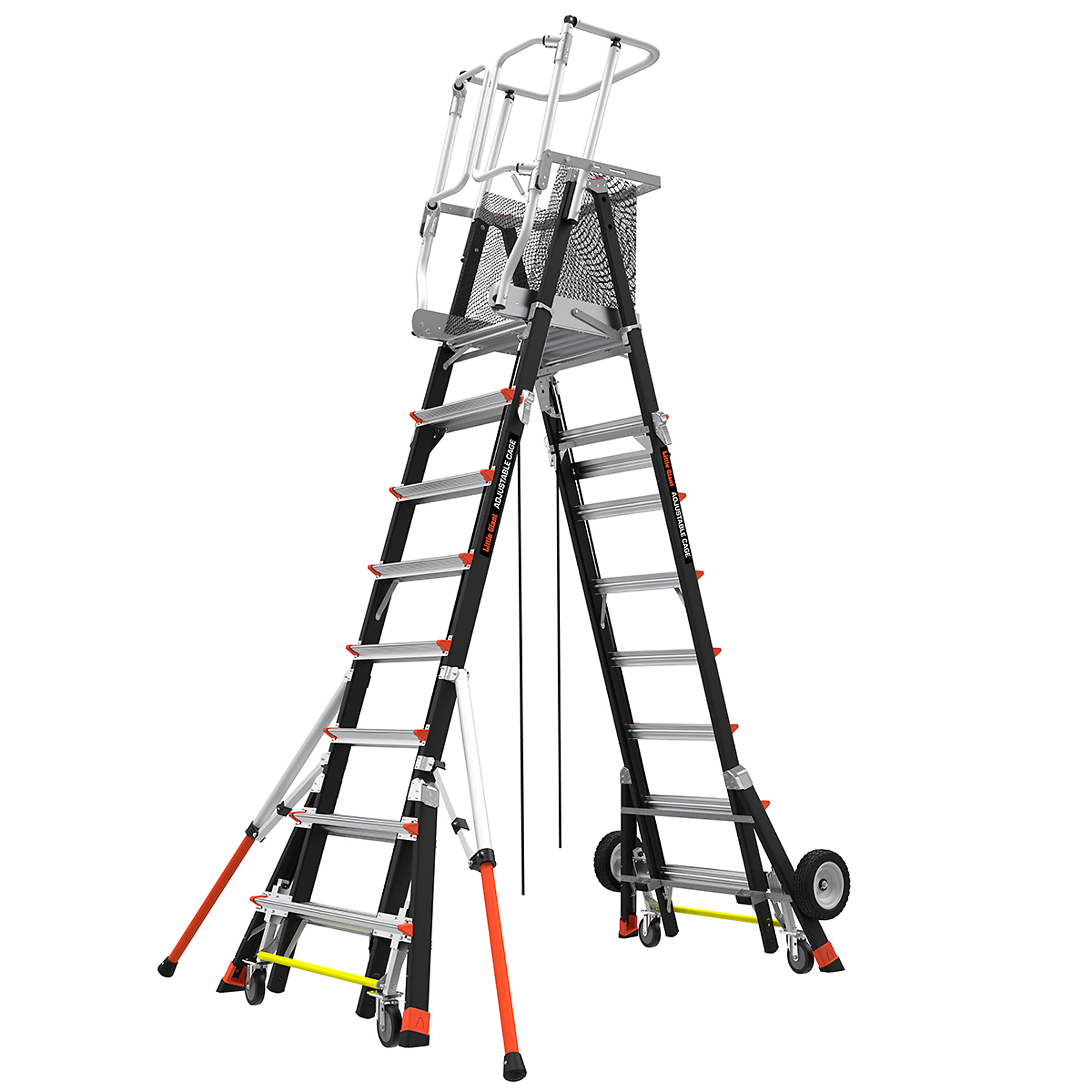 Little Giant Ladder, CAGE 8ft.-14ft. 375lb Adjustable Enc Elevated Platform, Height 14 ft, Capacity 375 lb, Material Fiberglass, Model 18515-243