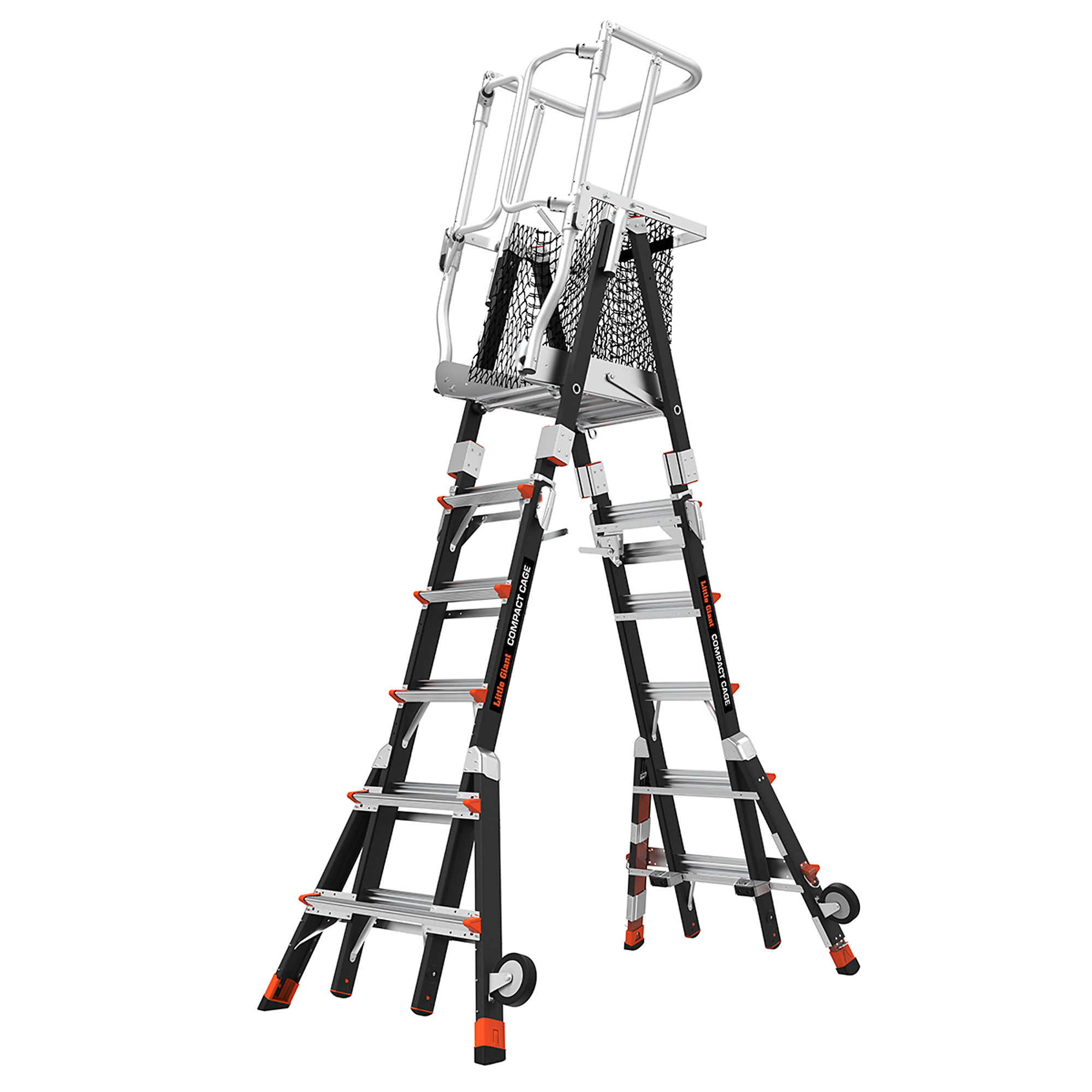 Little Giant Ladder, COMPACT CAGE 6ft.-10ft. Adjustable Enc Elev Platform, Height 10 ft, Capacity 375 lb, Material Fiberglass, Model 19506-815