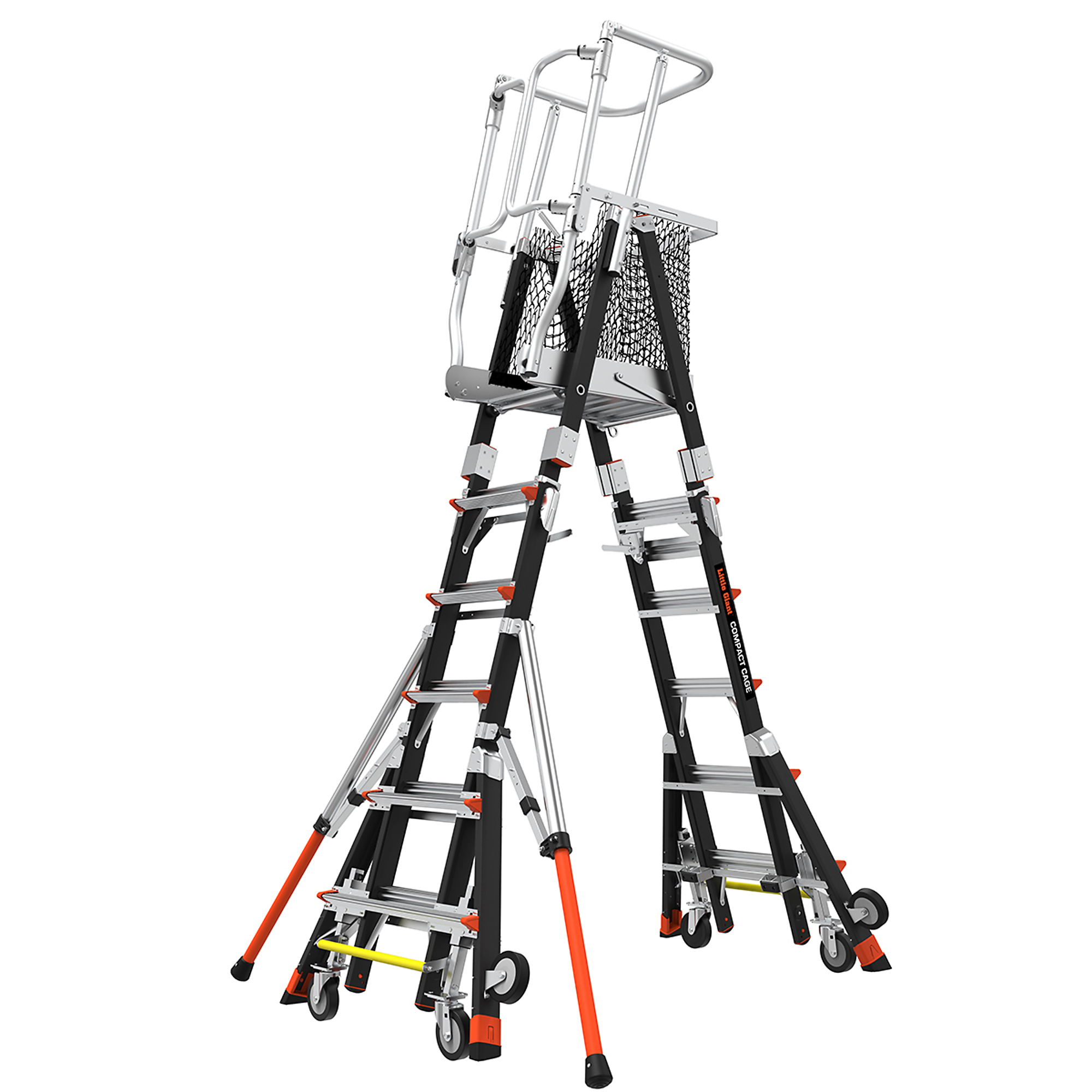Little Giant Ladder, COMPACT CAGE 6ft.-10ft. Adjustable Enc Elev Platform, Height 10 ft, Capacity 375 lb, Material Fiberglass, Model 19506-244