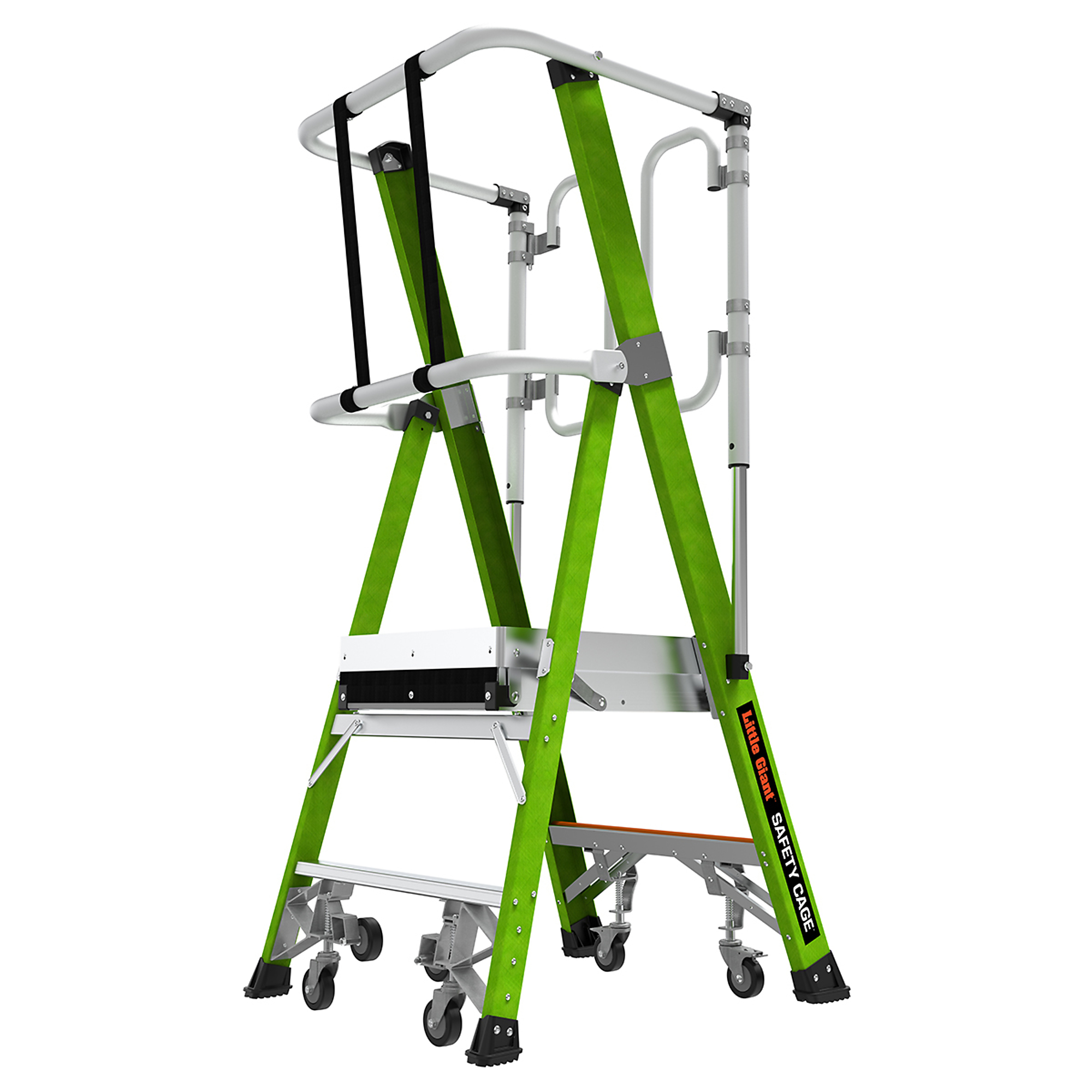 Little Giant Ladder, SAFETY CAGE 2ft. 375lb Fiberglass Platform Ladder, Height 2 ft, Capacity 375 lb, Material Fiberglass, Model 19702