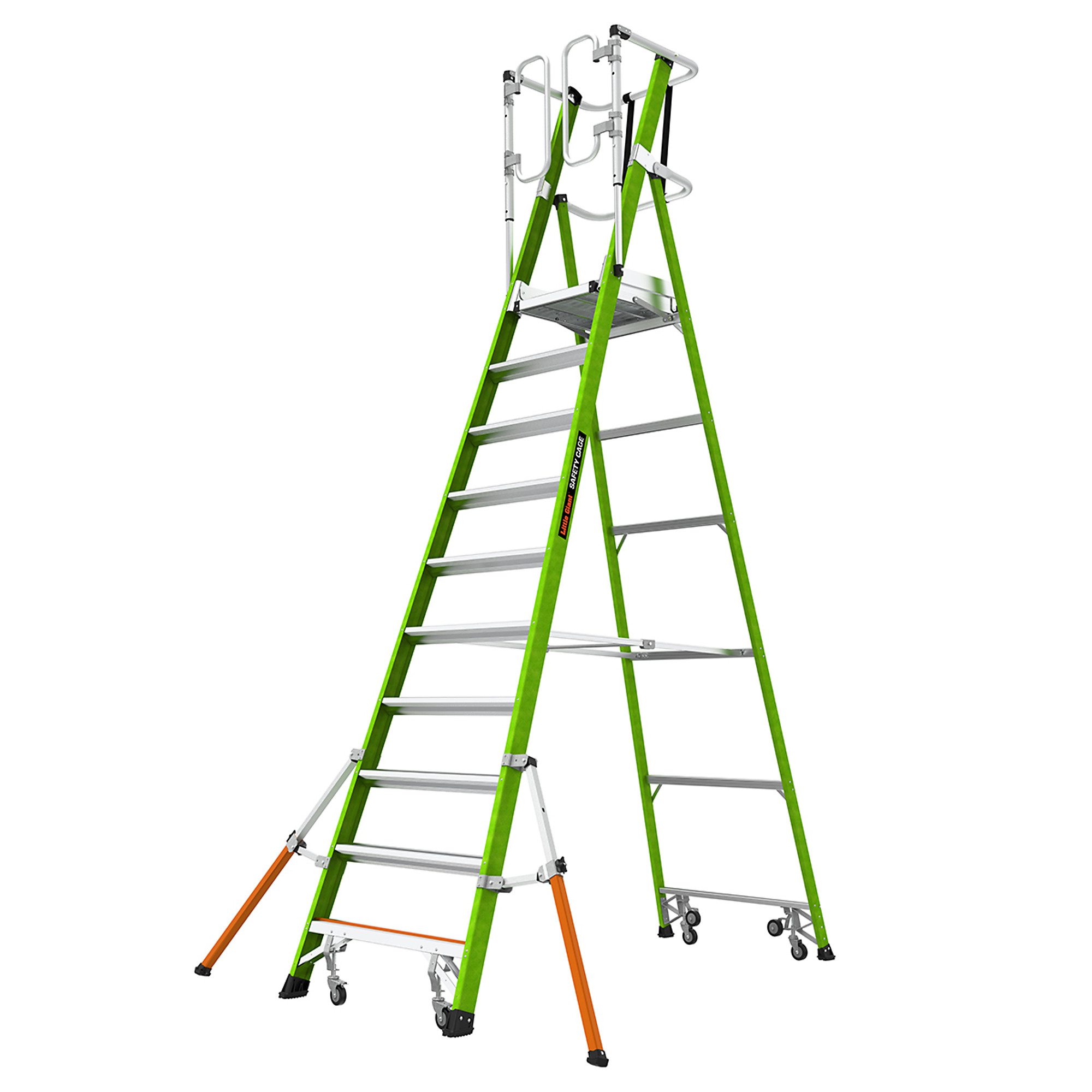 Little Giant Ladder, SAFETY CAGE 10ft. 300lb Fiberglass Platform Ladder, Height 10 ft, Capacity 300 lb, Material Fiberglass, Model 19710-146