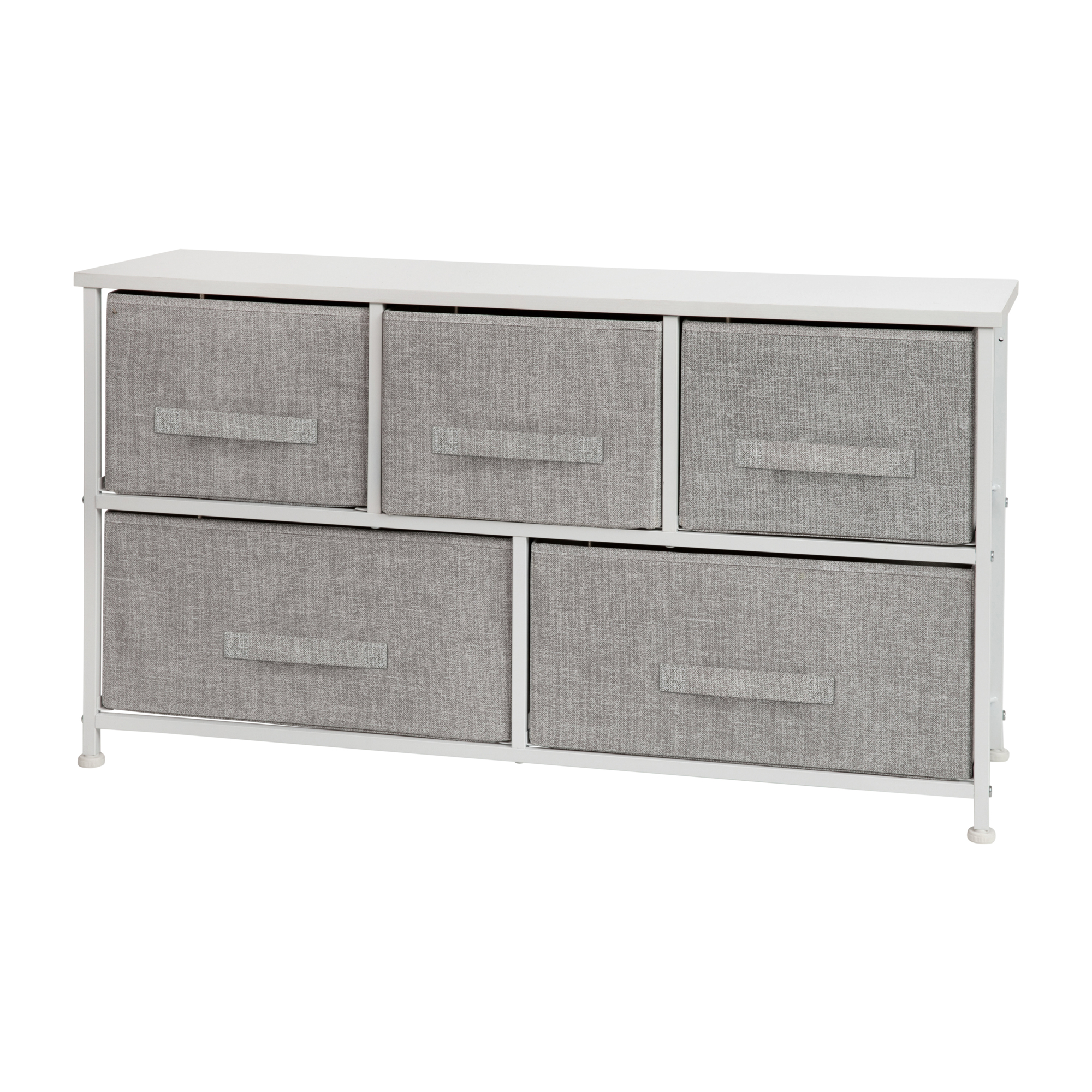 Flash Furniture, White/Gray 5 Drawer Storage Chest Organizer, Height 21.5 in, Width 39.5 in, Color White, Model WX5L206XWHGR