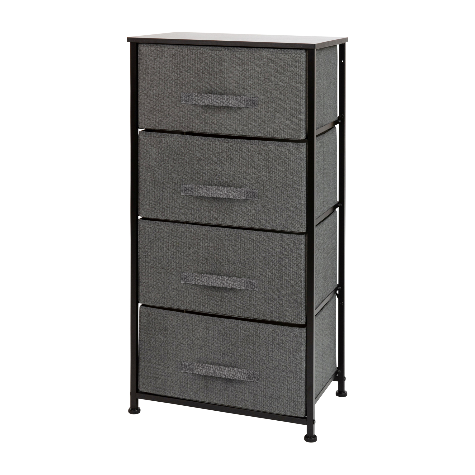 Flash Furniture, Black/Gray 4 Drawer Storage Dresser Organizer, Height 37.25 in, Width 17.75 in, Color Black, Model WX5L203XBKGR