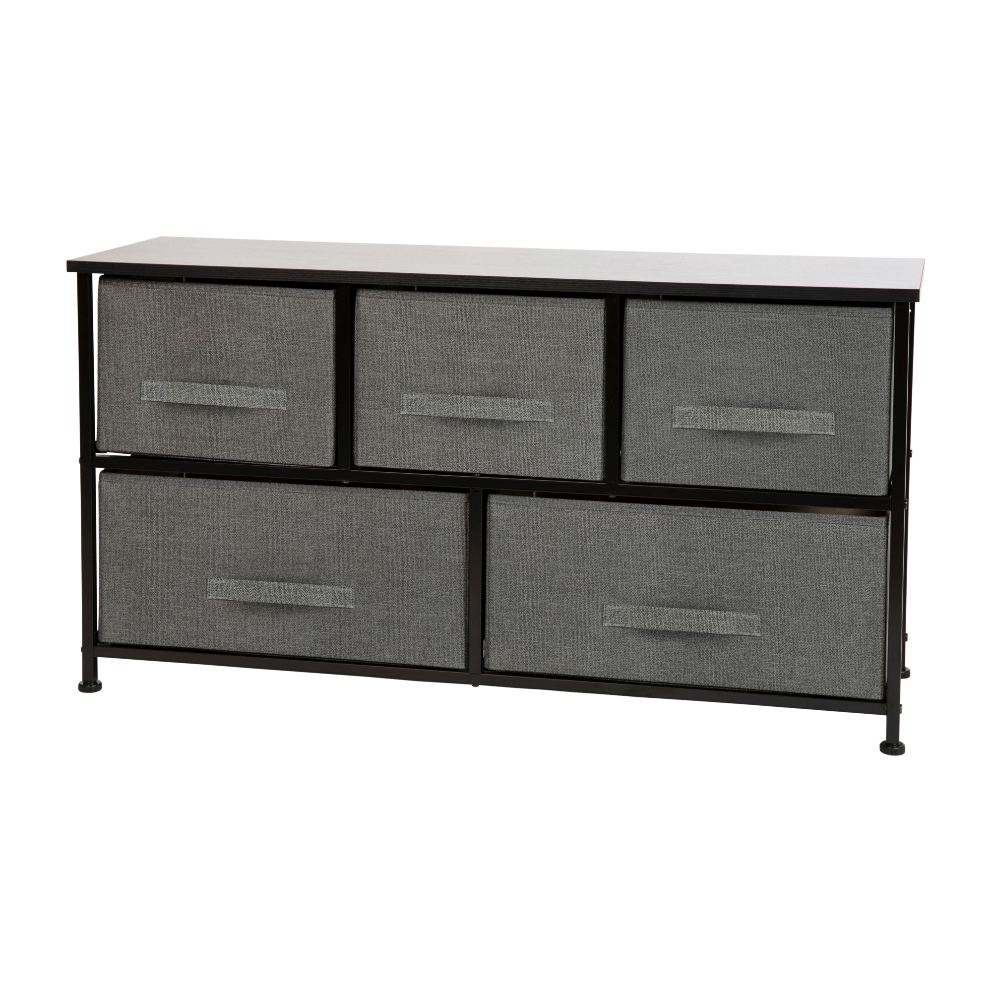 Flash Furniture, Black/Gray 5 Drawer Storage Chest Organizer, Height 21.5 in, Width 39.5 in, Color Black, Model WX5L206XBKGR
