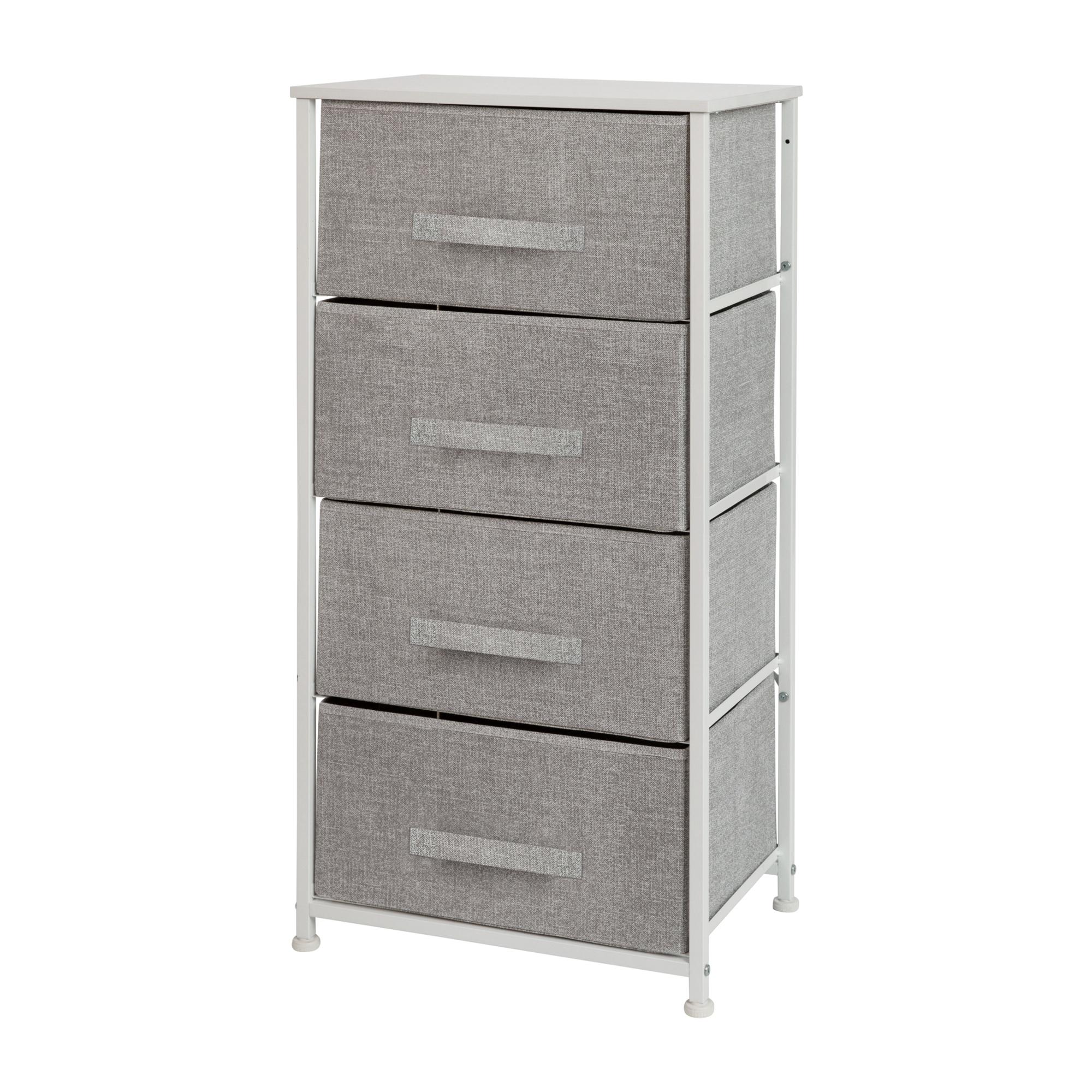 Flash Furniture, White/Gray 4 Drawer Storage Dresser Organizer, Height 37.25 in, Width 17.75 in, Color White, Model WX5L203XWHGR