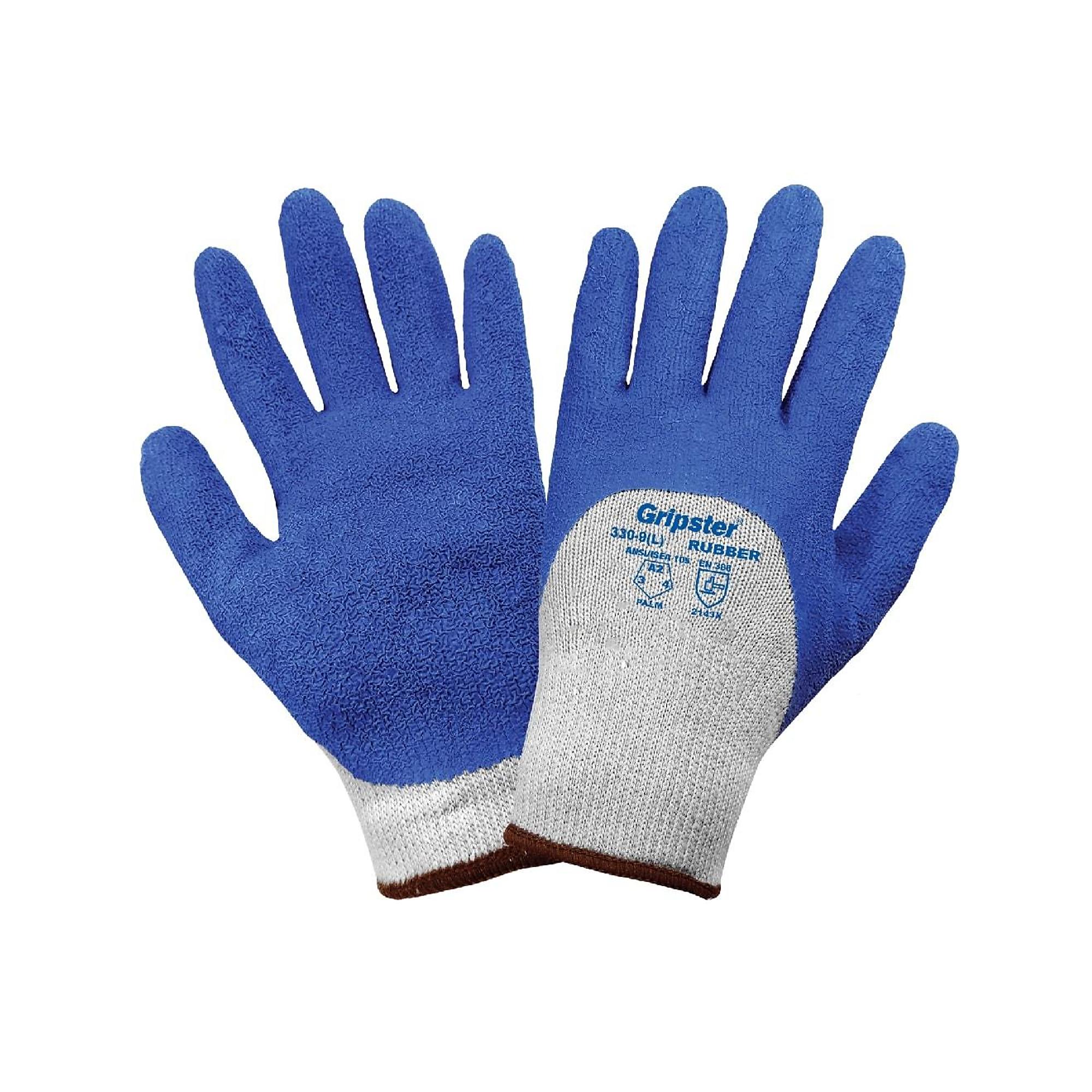 Global Glove Gripster , Gray, Blue 3/4 Rub Dip, Cut Resistant A2 Gloves - 12 Pairs, Size L, Color Gray/Blue, Included (qty.) 12 Model 330-9(L)