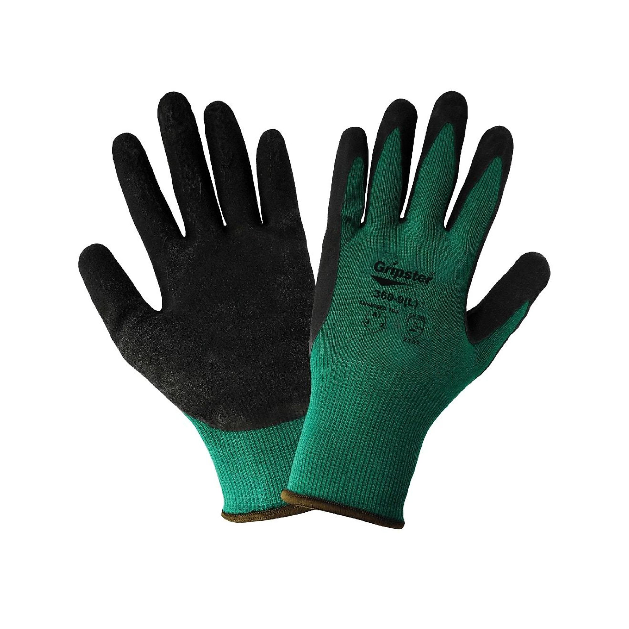 Global Glove Gripster , Green, Black Rub Coated, Cut Resistant A1 Gloves - 12 Pairs, Size M, Color Green/Black, Included (qty.) 12 Model 360-8(M)