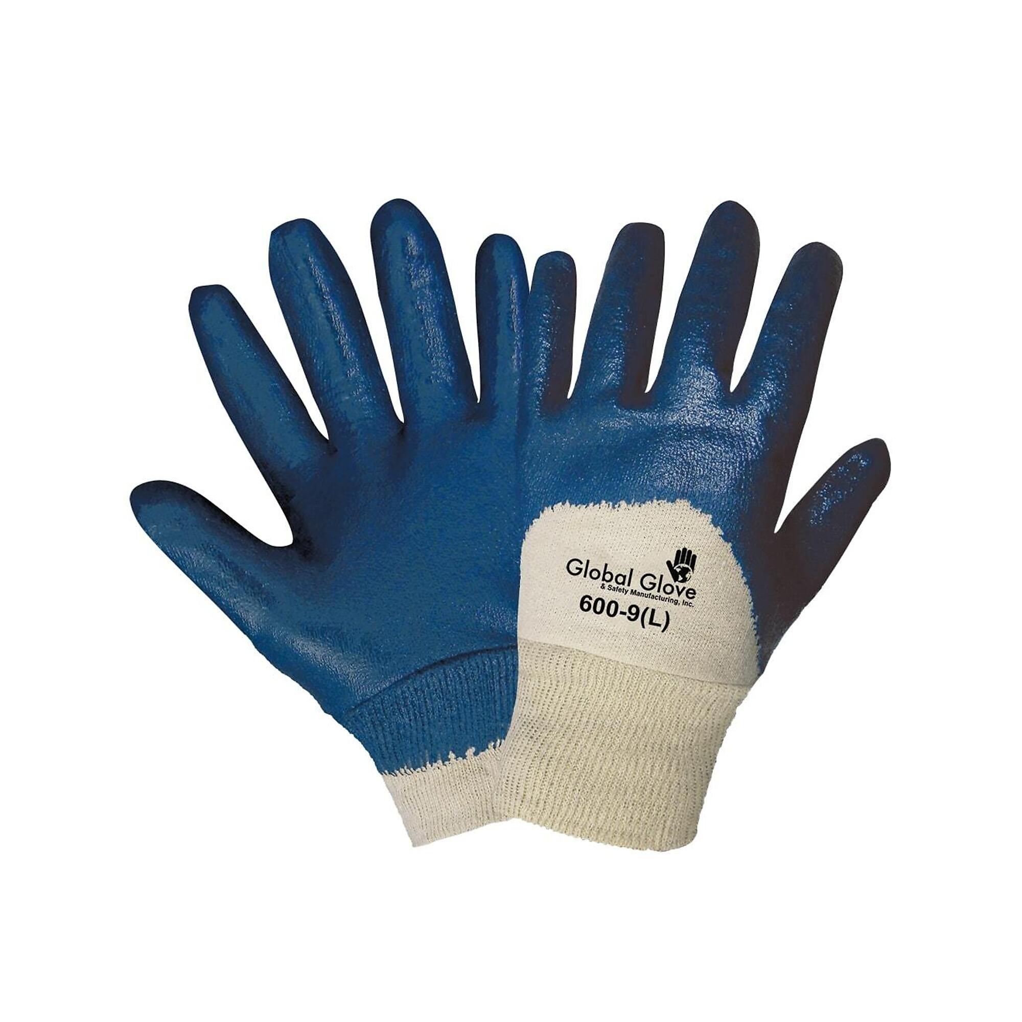 Global Glove, Tan, Blue 3/4 Nitrile Coat, Cut Resist A2 Gloves - 12 Pairs, Size XL, Color Tan/Blue, Included (qty.) 12 Model 600-10(XL)