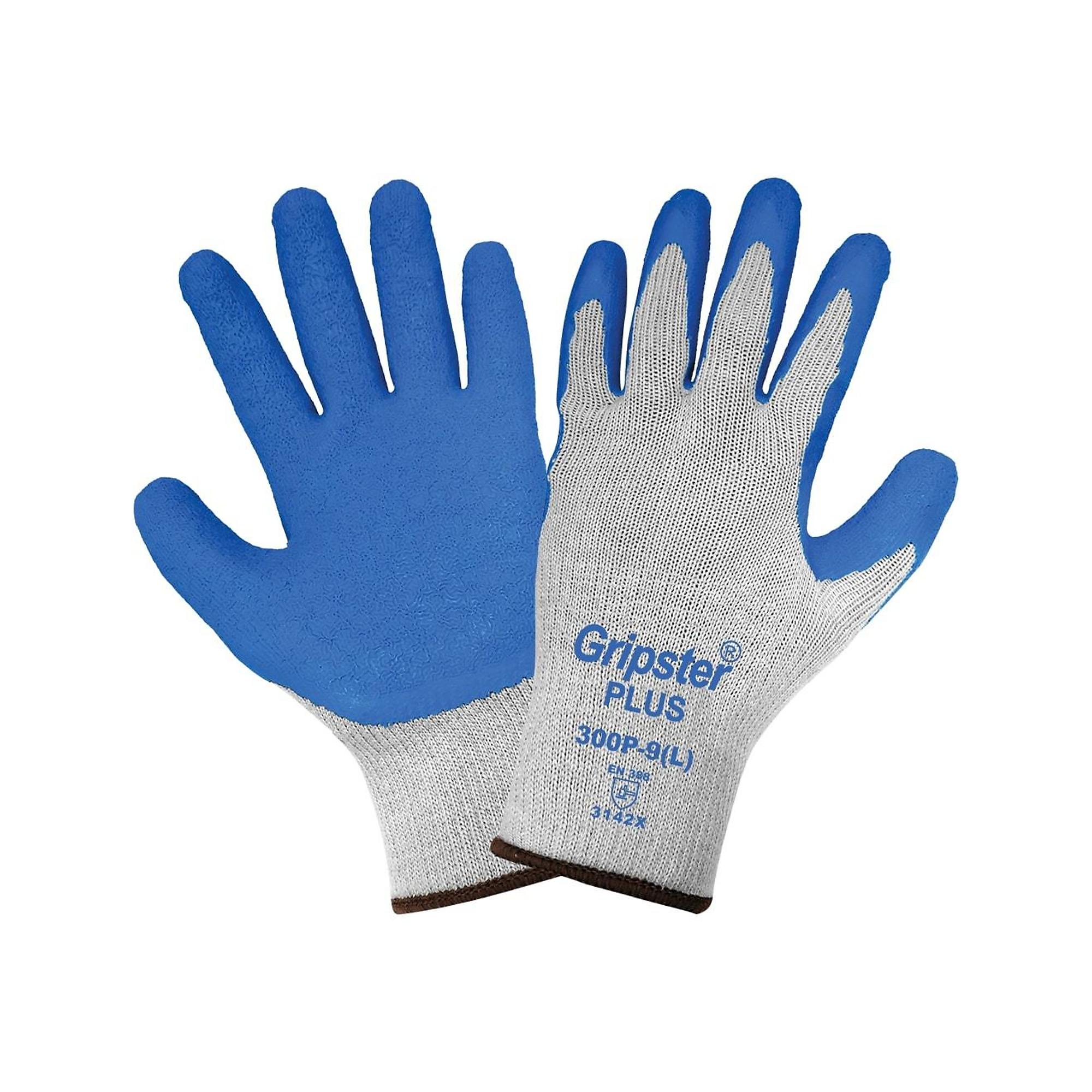 Global Glove Gripster , Gray, Blue Rubber Palm, Cut Resistant A2 Gloves - 12 Pairs, Size 2XL, Color Gray/Blue, Included (qty.) 12 Model 300P-11(2XL)