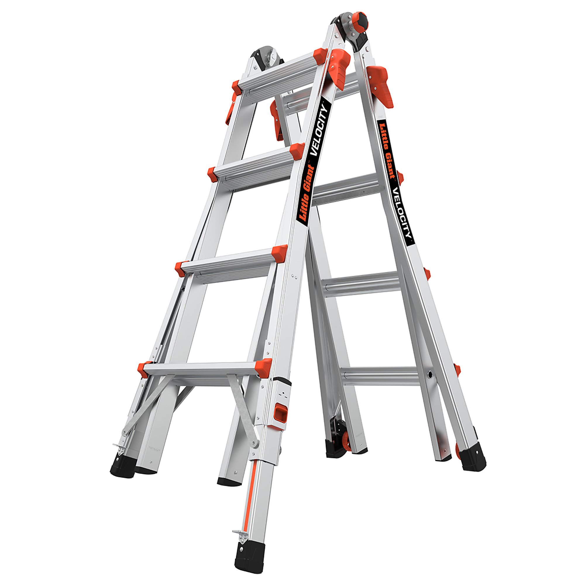 VELOCITY 17 Alum Articulated Ext.Ladder Levelers, Height 17 ft, Capacity 300 lb, Material Aluminum, Model - Little Giant Ladder 15417-801