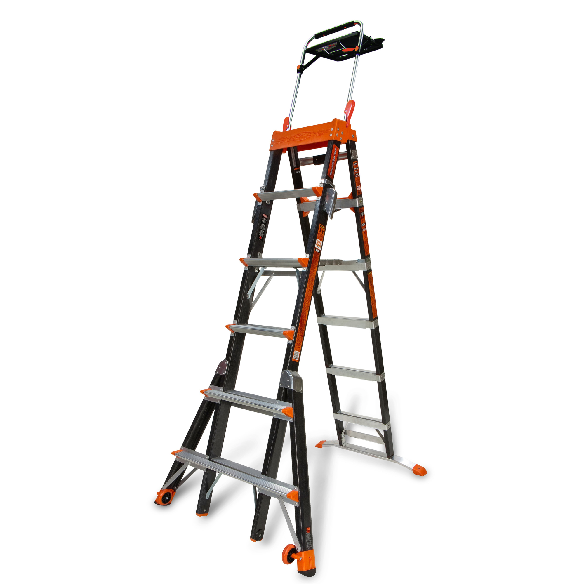 SELECT STEP 6ft.-10ft. 375lb Fiberglass Adj Stepladder, Height 10 ft, Capacity 375 lb, Material Fiberglass, Model# - Little Giant Ladder 15131-920