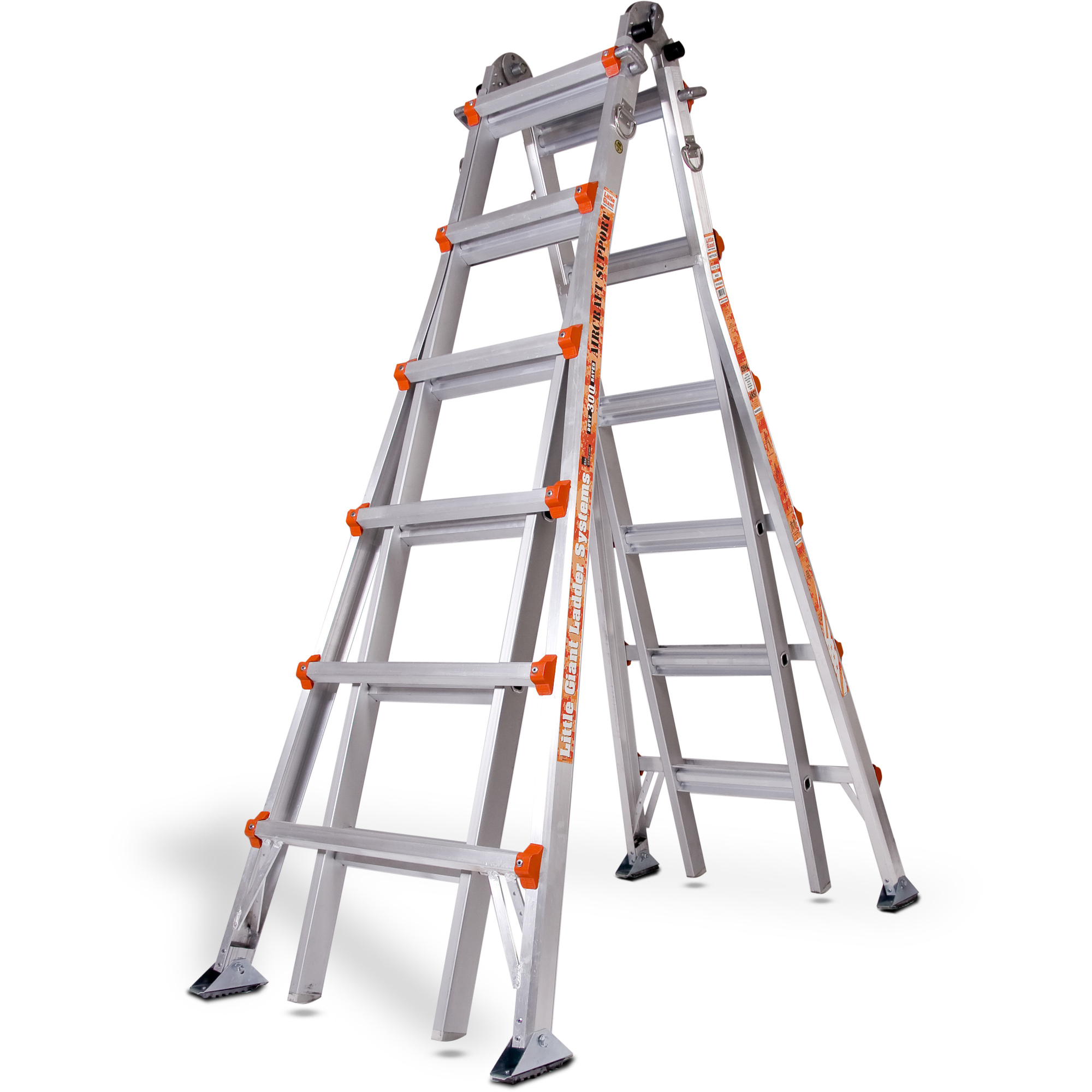 Little Giant Ladder, AIRCRAFT SUPPORT 26 300lb Alum Artic Extend Ladder, Height 26 ft, Capacity 300 lb, Material Aluminum, Model 10126AS