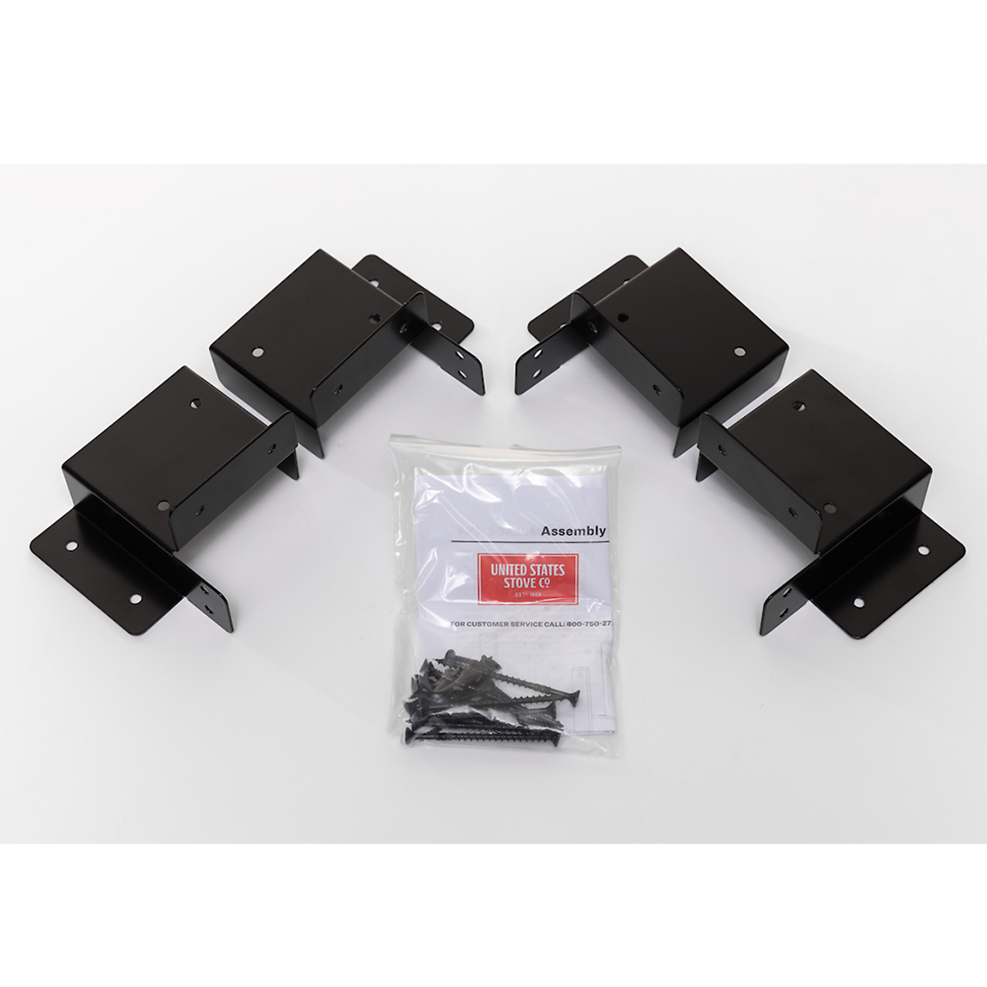 US Stove Company, Log Rack Brackets Kit with Adjustable Uprights, Color Black, Material Steel, Model USLRK