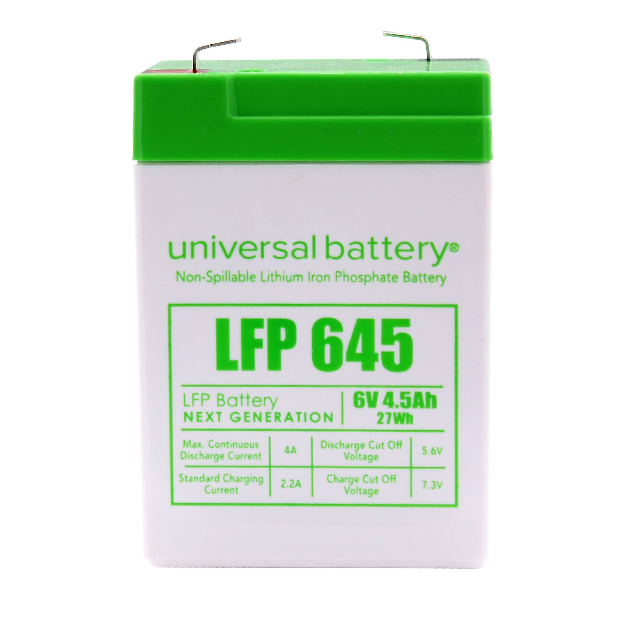 UPG, 6V 4.5Ah F2 LFP Battery, Volts 6 Amp Hours 4.5 Battery Power Type Lithium, Model 48046
