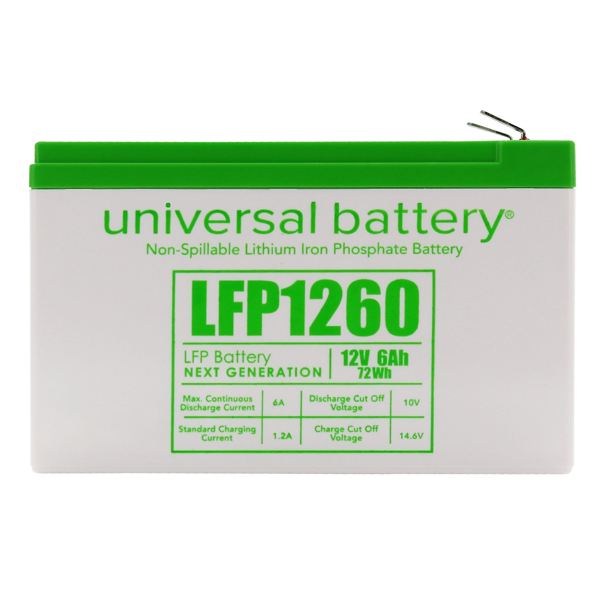 UPG, 12.8V 6Ah in 7Ah Case F2 LFP Battery, Volts 12 Amp Hours 6 Battery Power Type Lithium, Model 48043