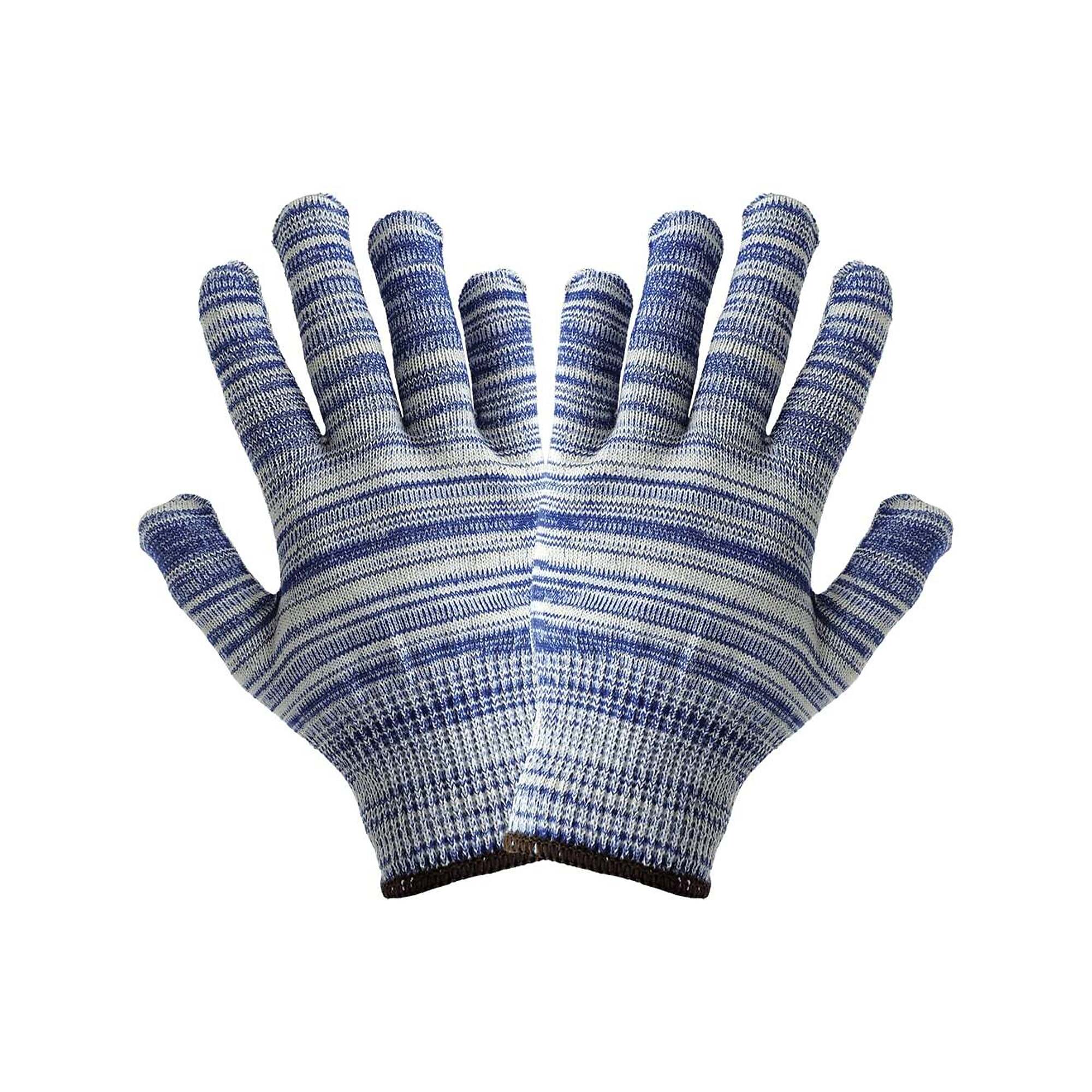 Global Glove, Cotton, Polyester, and Spandex Roper-Style Gloves - 12 Pairs, Size L, Color Blue/White, Included (qty.) 12 Model S13RB-9(L)