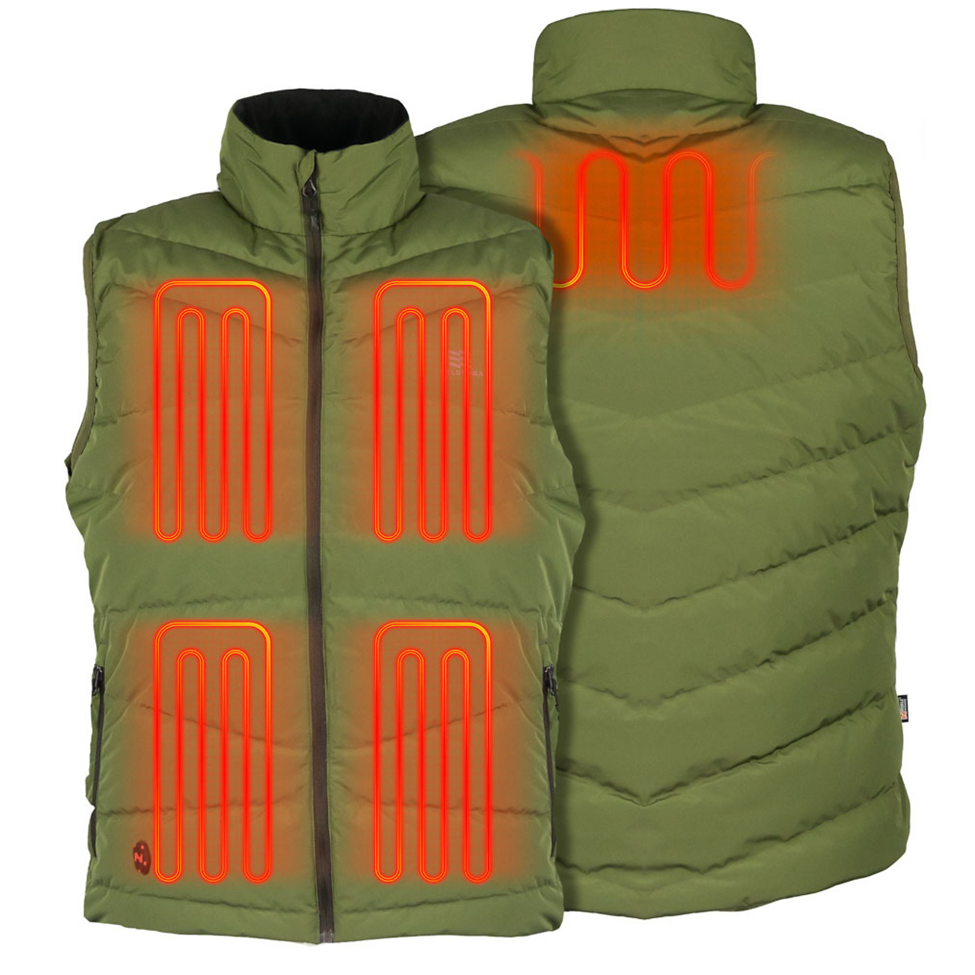 Fieldsheer, Men's Crest Heated Vest with 7.4v Battery, Size S, Color Olive Green, Model MWMV16010222