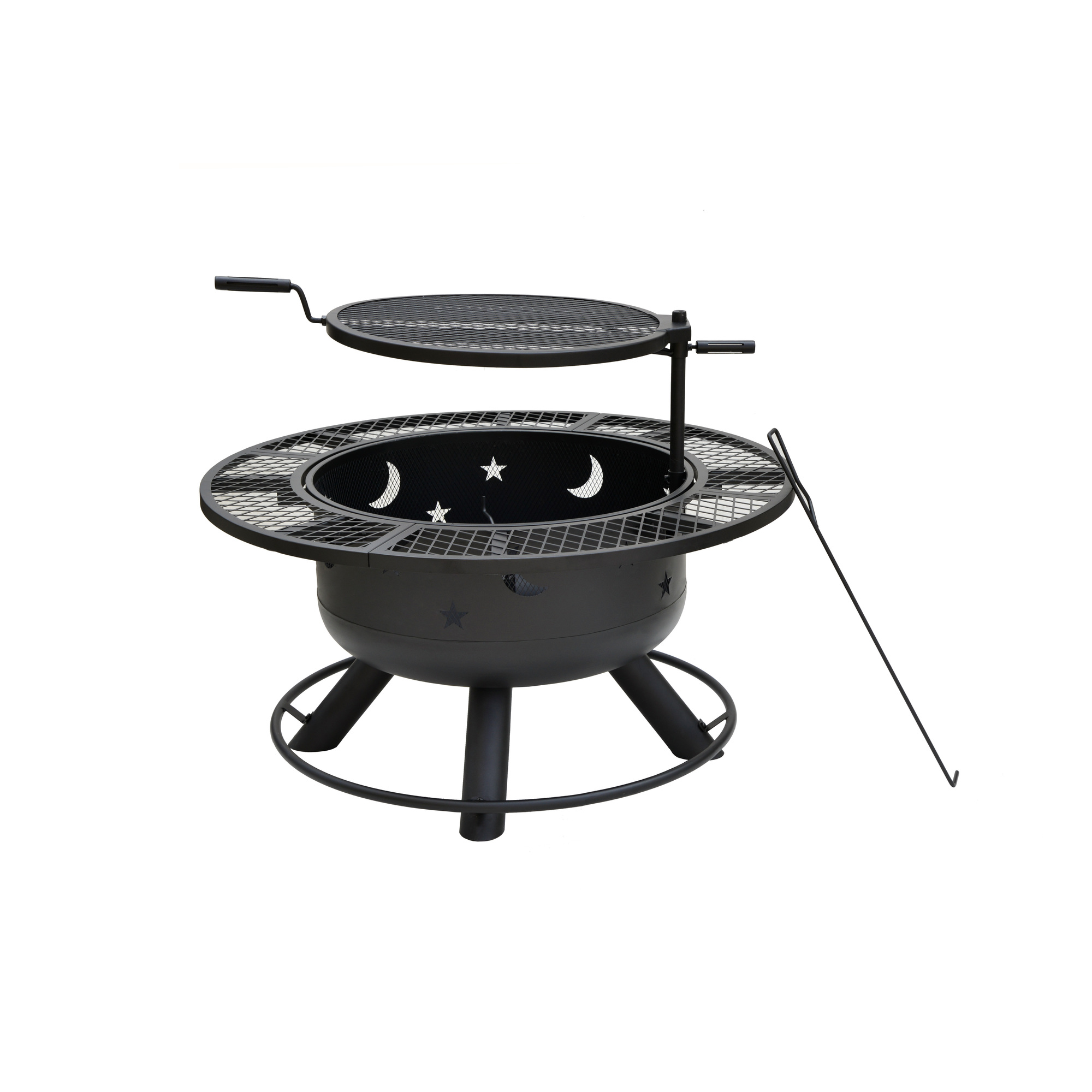 Bond, Nightstar 32.7Inch Fire Pit With Grill, Fuel Type Wood, Diameter 32.7 in, Material Combination, Model 52124