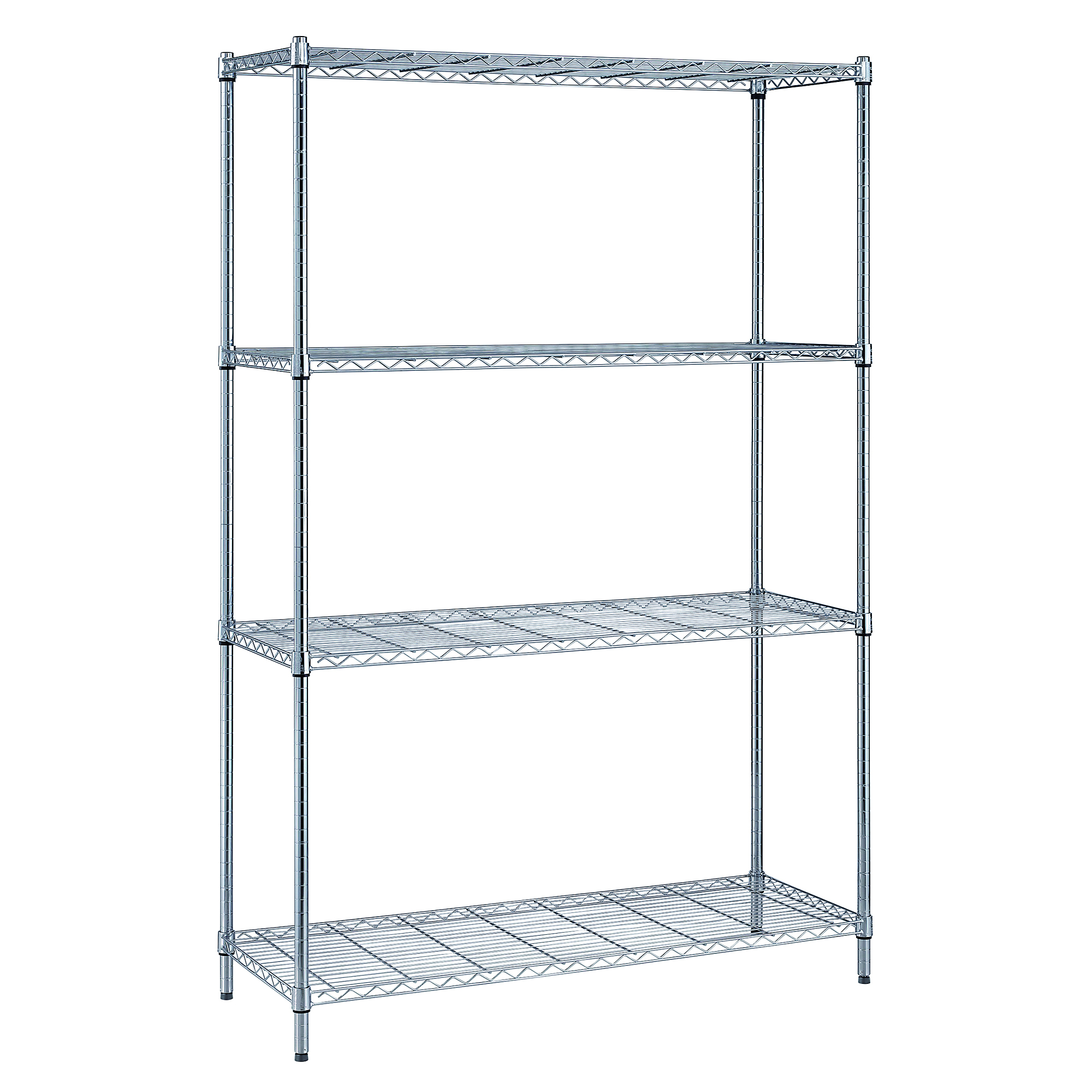 Quantum Storage, Wire 4-Shelf Unit Pk, Chrome Plated Finish, NSF, Height 72 in, Width 48 in, Depth 18 in, Model RWR72-1848LD
