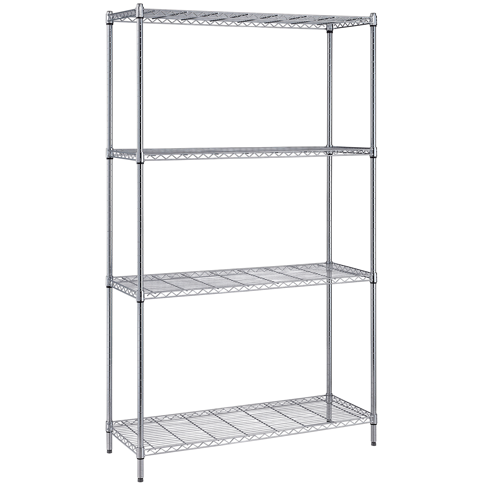 Quantum Storage, Wire 4-Shelf Unit Pk, Chrome Plated Finish, NSF, Height 72 in, Width 36 in, Depth 24 in, Model RWR72-2436LD