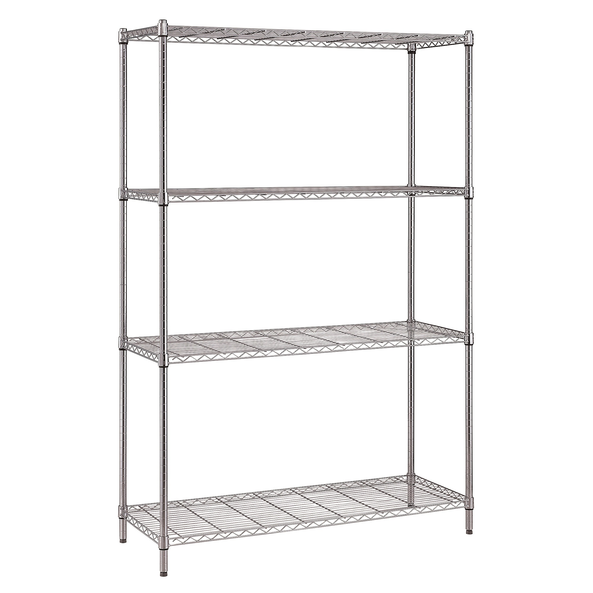 Quantum Storage, Wire 4-Shelf Unit Pk, Chrome Plated Finish, NSF, Height 72 in, Width 48 in, Depth 24 in, Model RWR72-2448LD