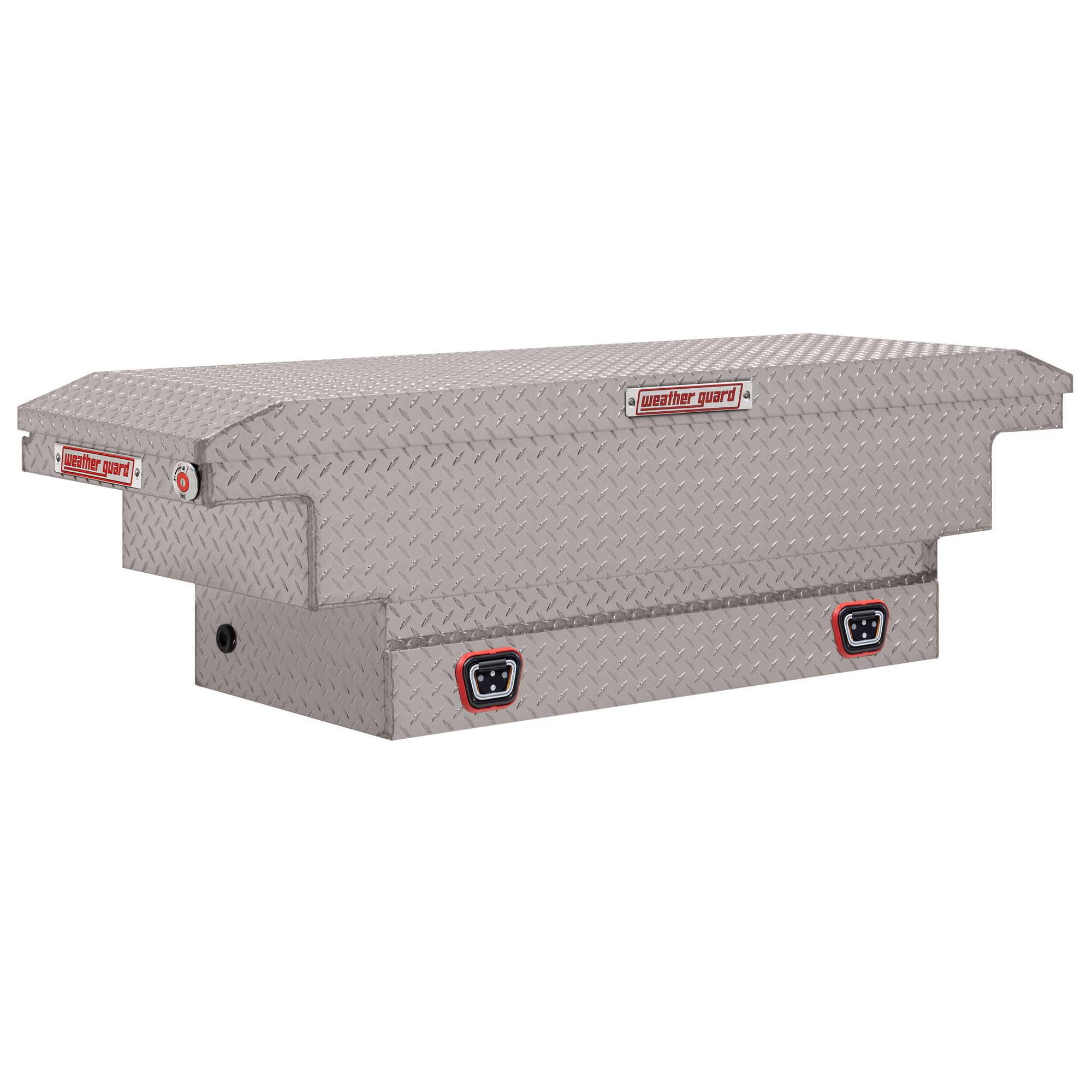 Weather Guard, 62Inch L Saddle Box, Low Profile, Width 62 in, Material Aluminum, Color Finish Diamond Plate Silver, Model 131-0-04