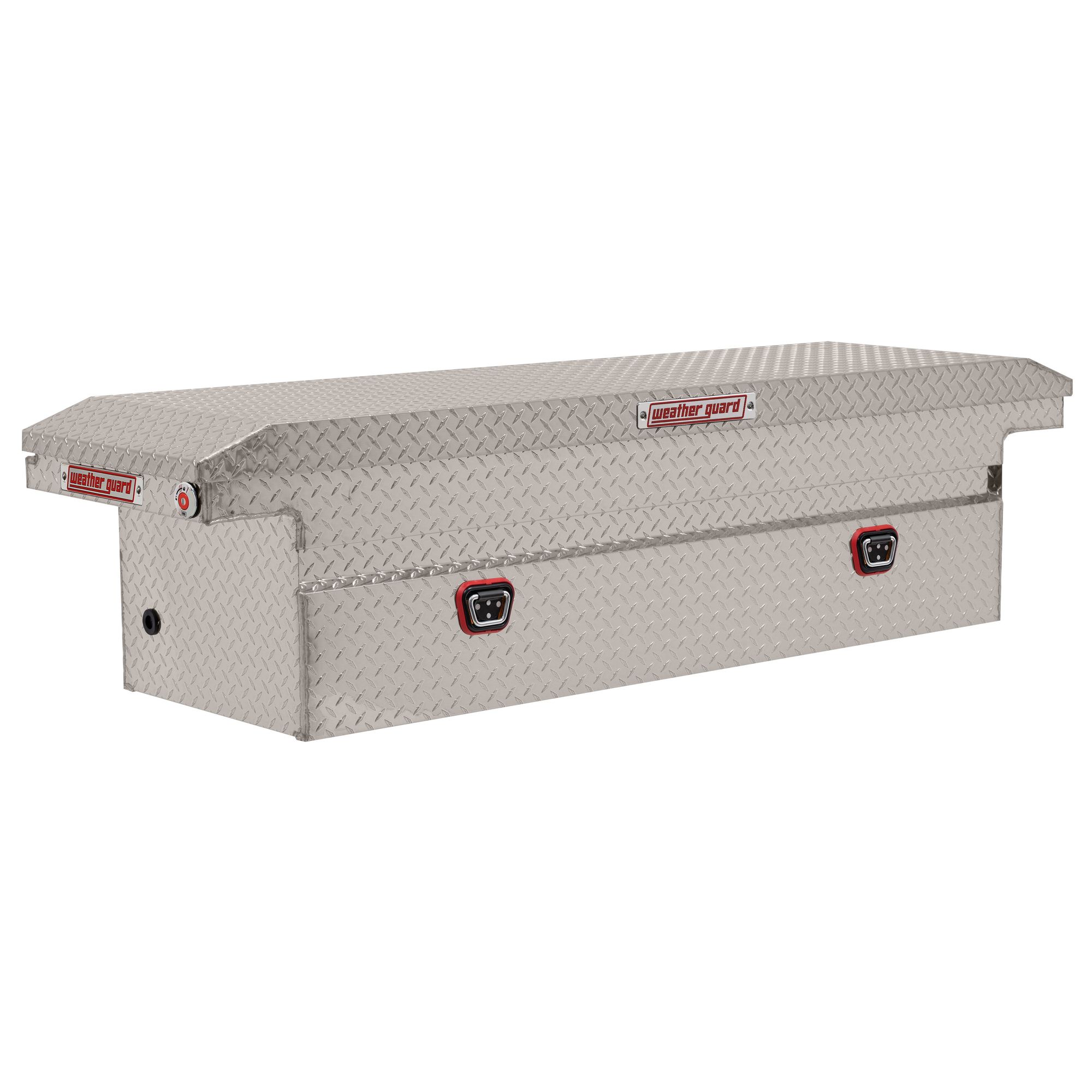 Weather Guard, 71Inch L Saddle Box, Low Profile, Width 72 in, Material Aluminum, Color Finish Diamond Plate Silver, Model 121-0-04