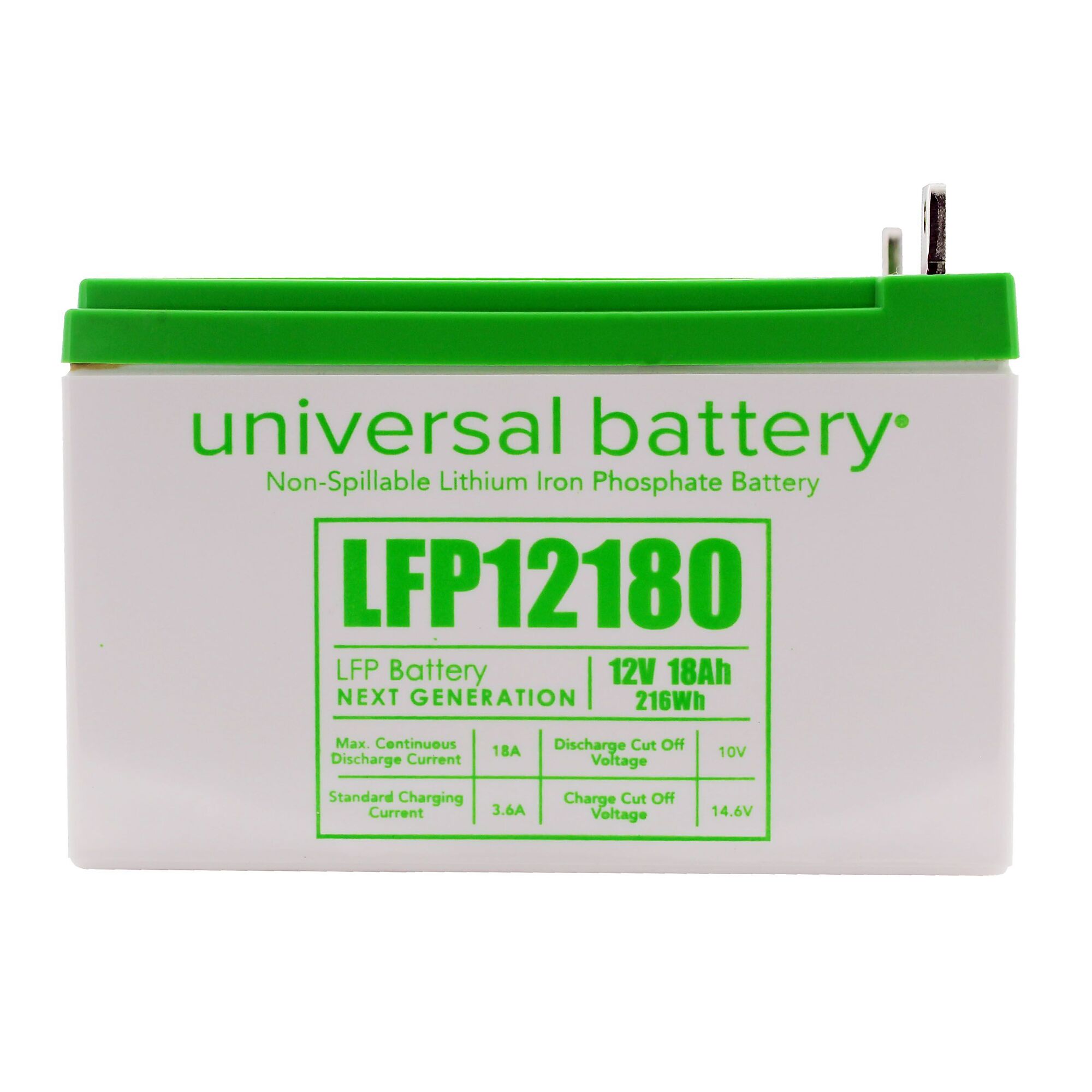 UPG, 12.8V 18Ah in 12Ah Case NB LFP Battery, Volts 12 Amp Hours 18 Battery Power Type Lithium, Model 48045